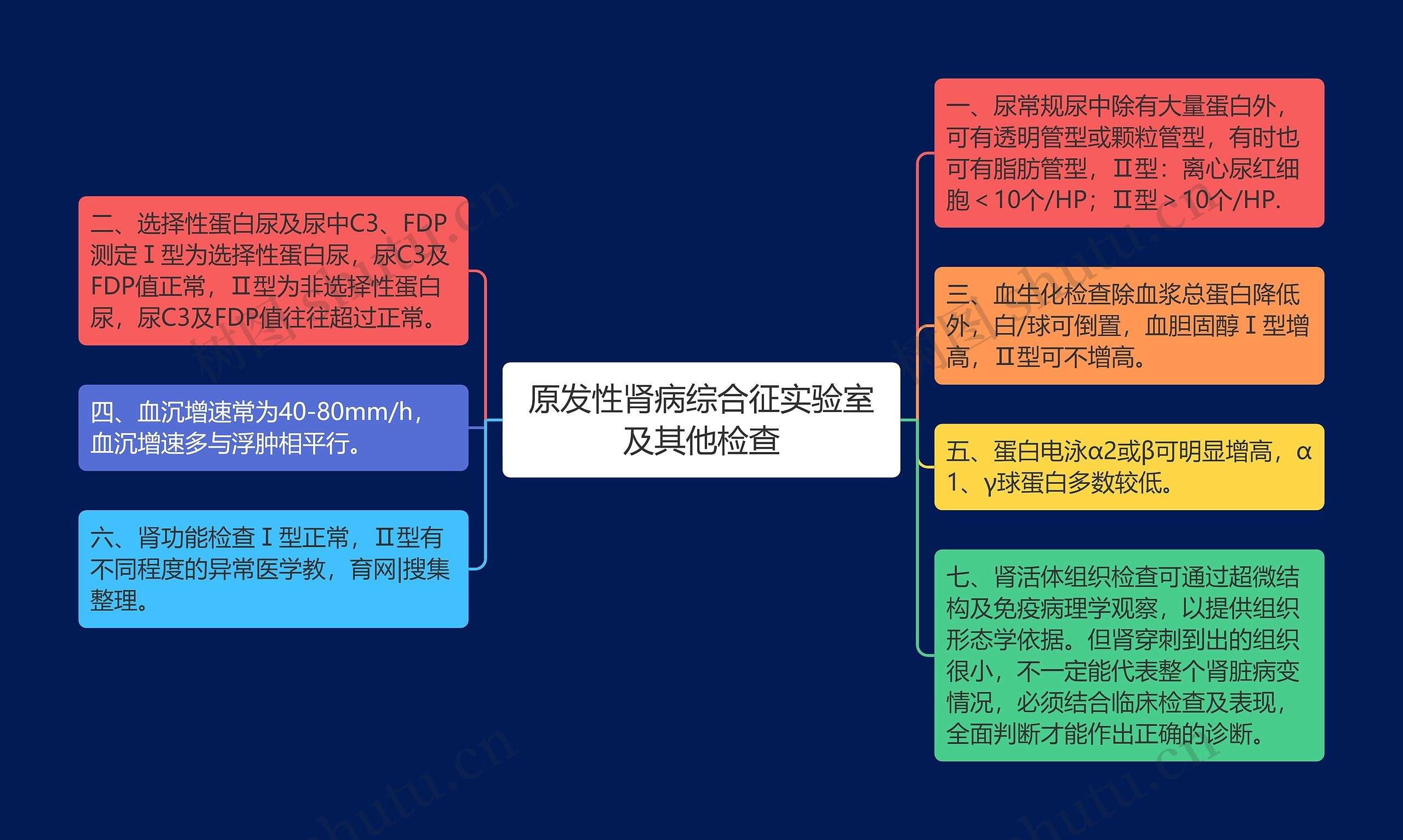 原发性肾病综合征实验室及其他检查思维导图