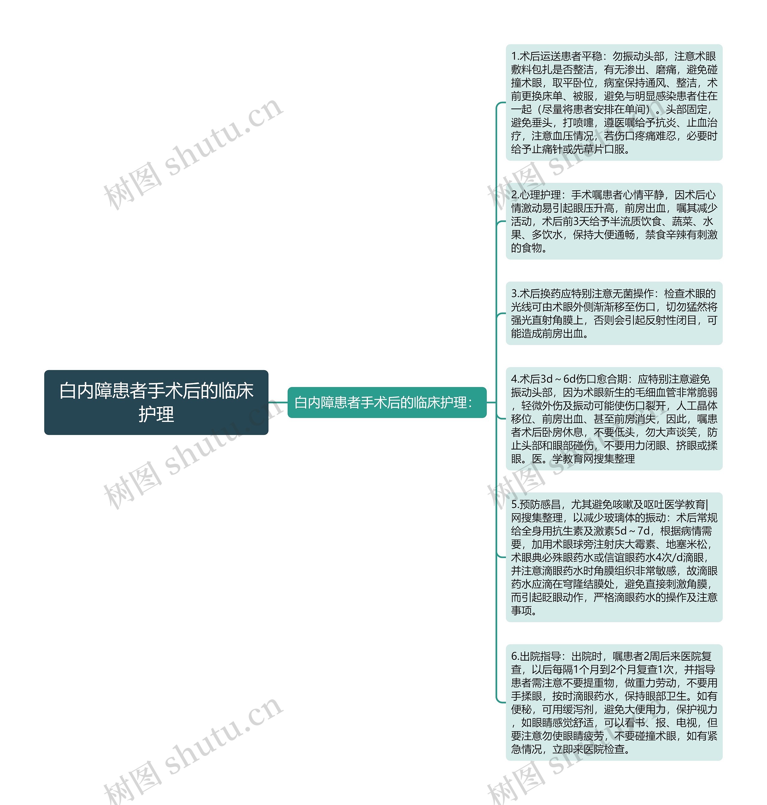 白内障患者手术后的临床护理思维导图