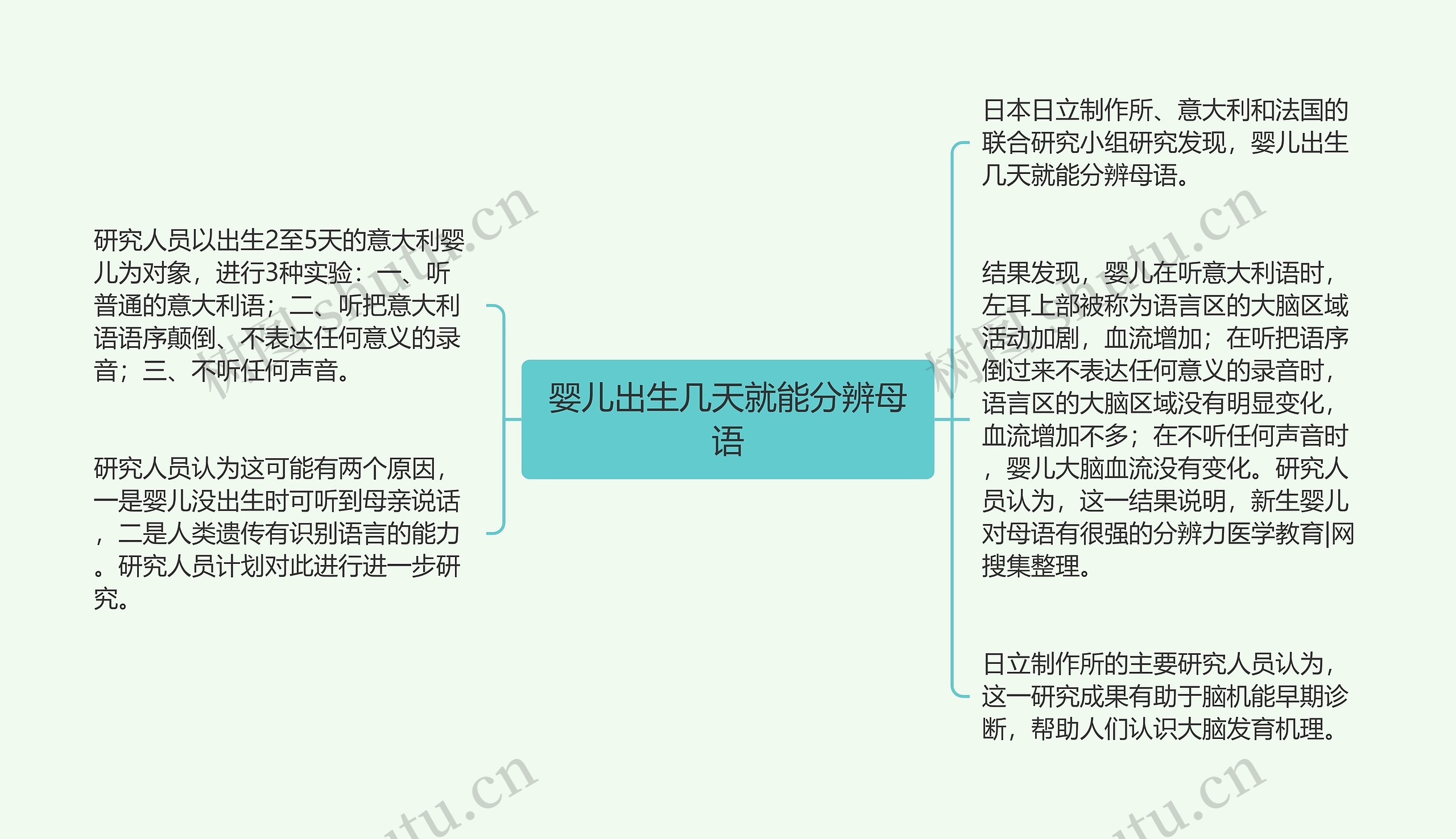 婴儿出生几天就能分辨母语思维导图