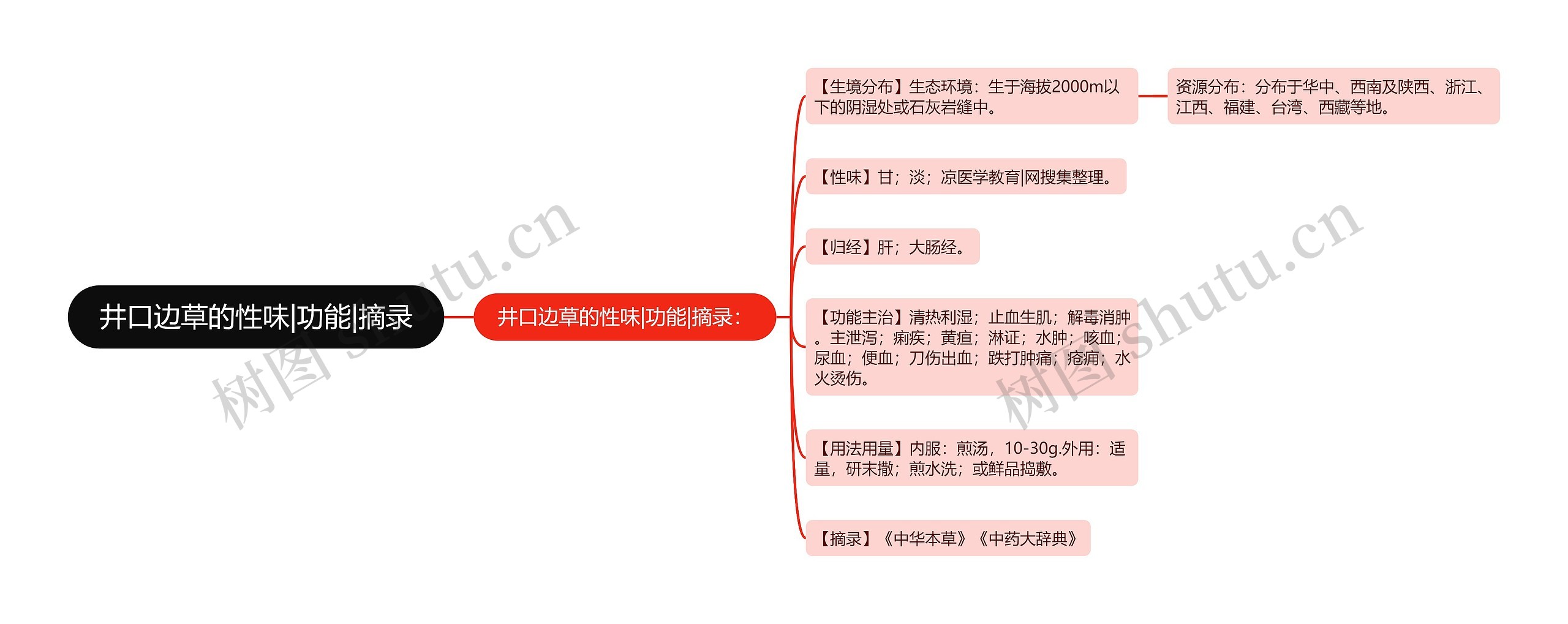 井口边草的性味|功能|摘录思维导图