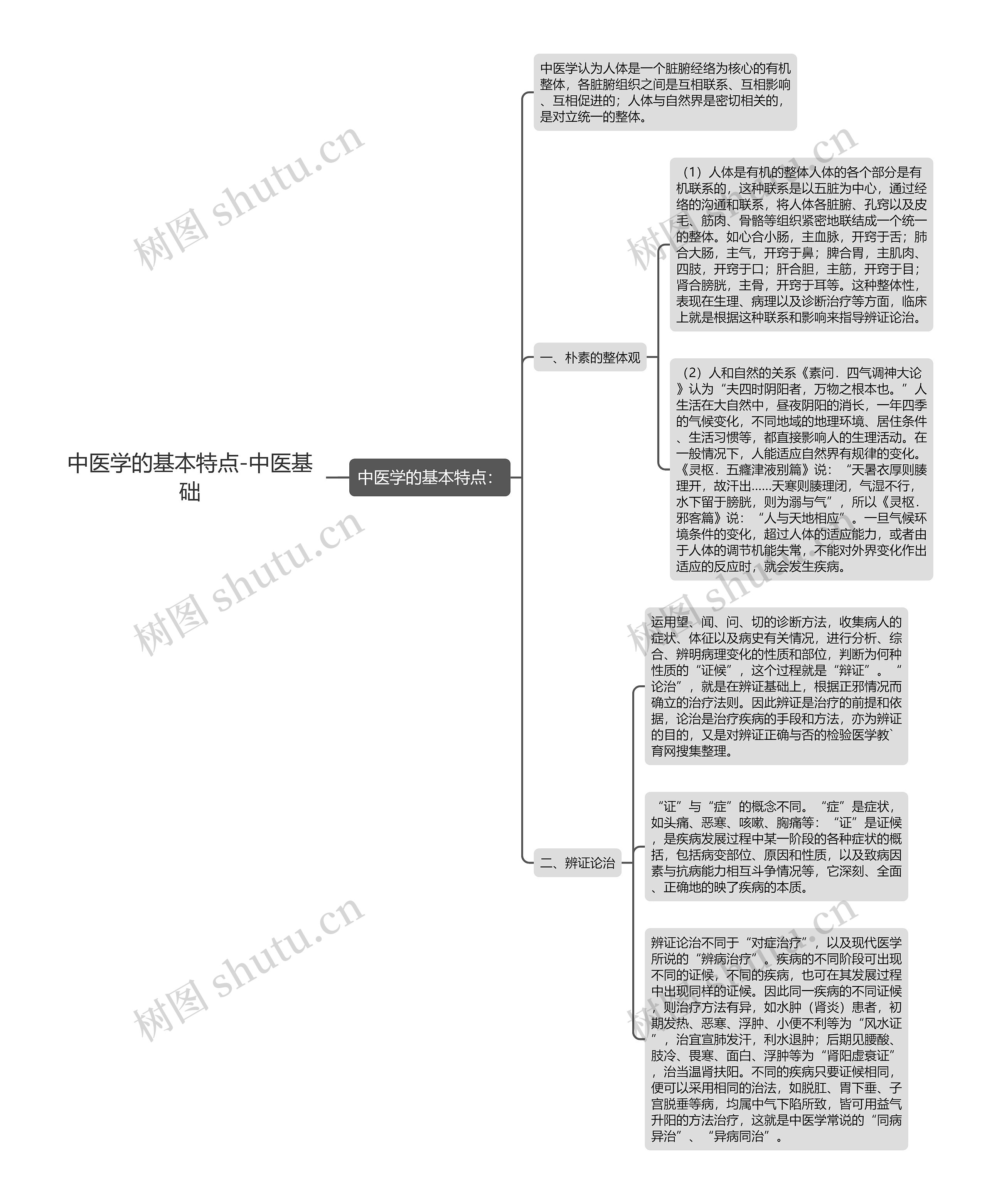 中医学的基本特点-中医基础思维导图