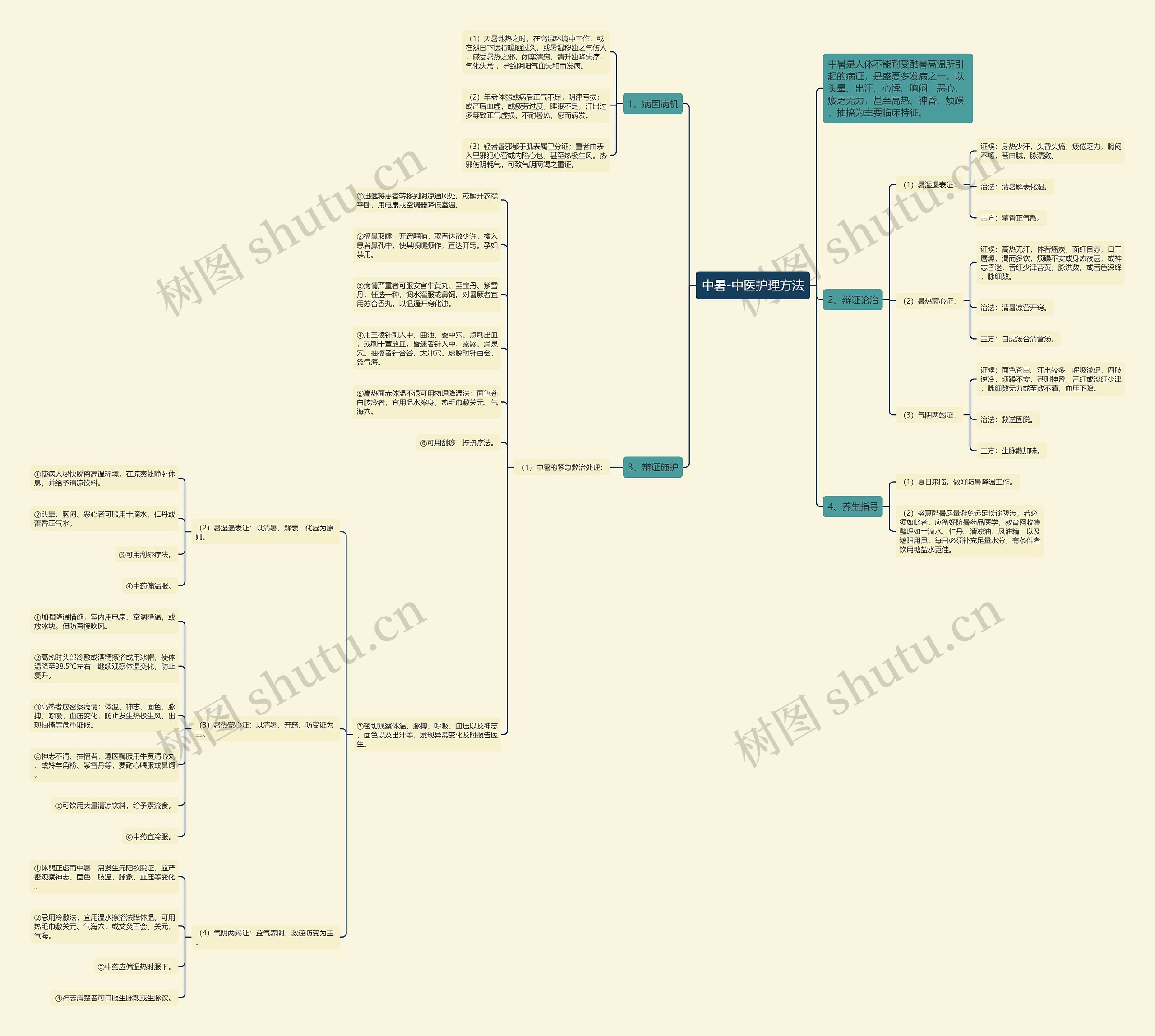 中暑-中医护理方法思维导图