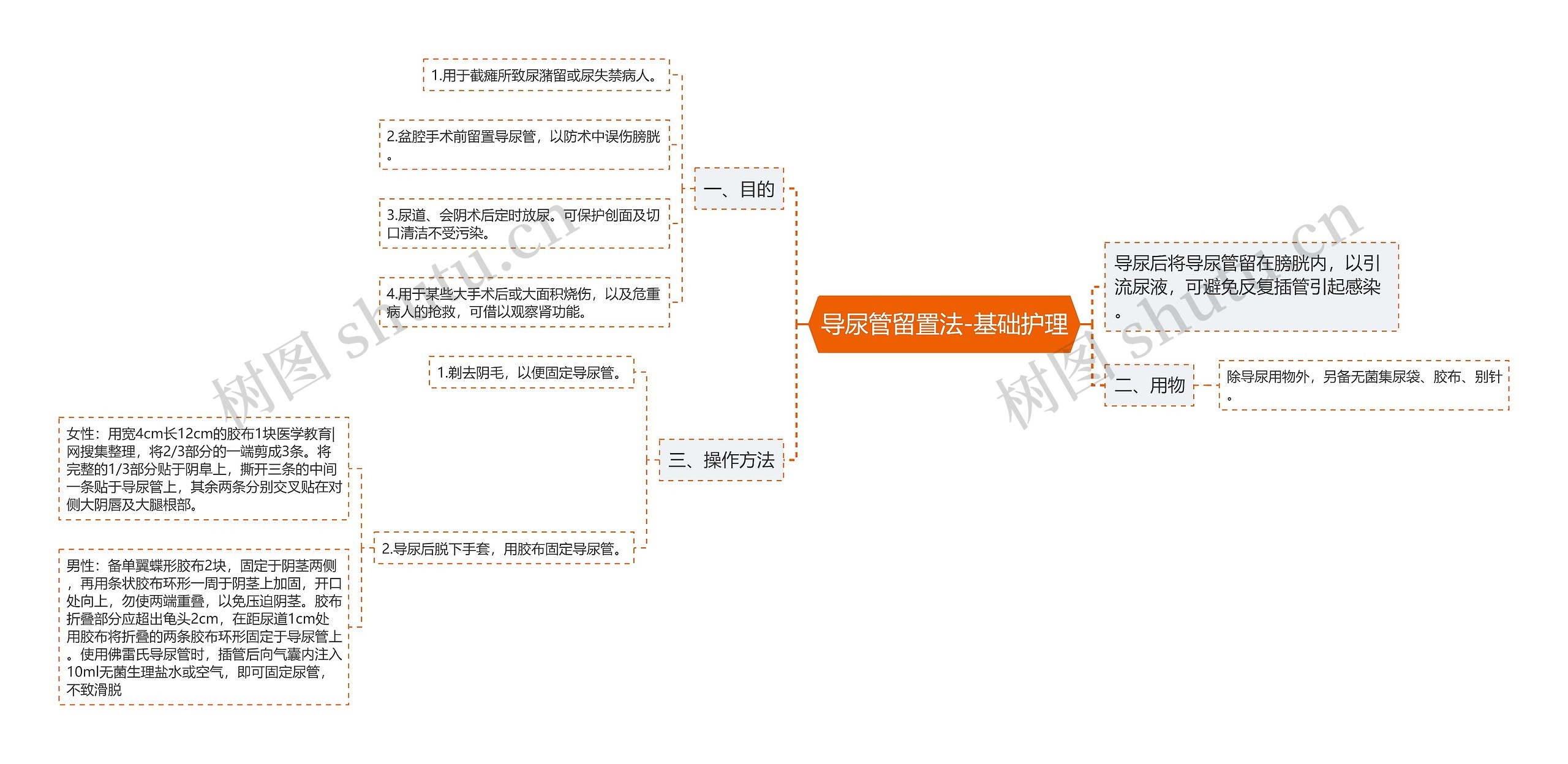 导尿管留置法-基础护理思维导图