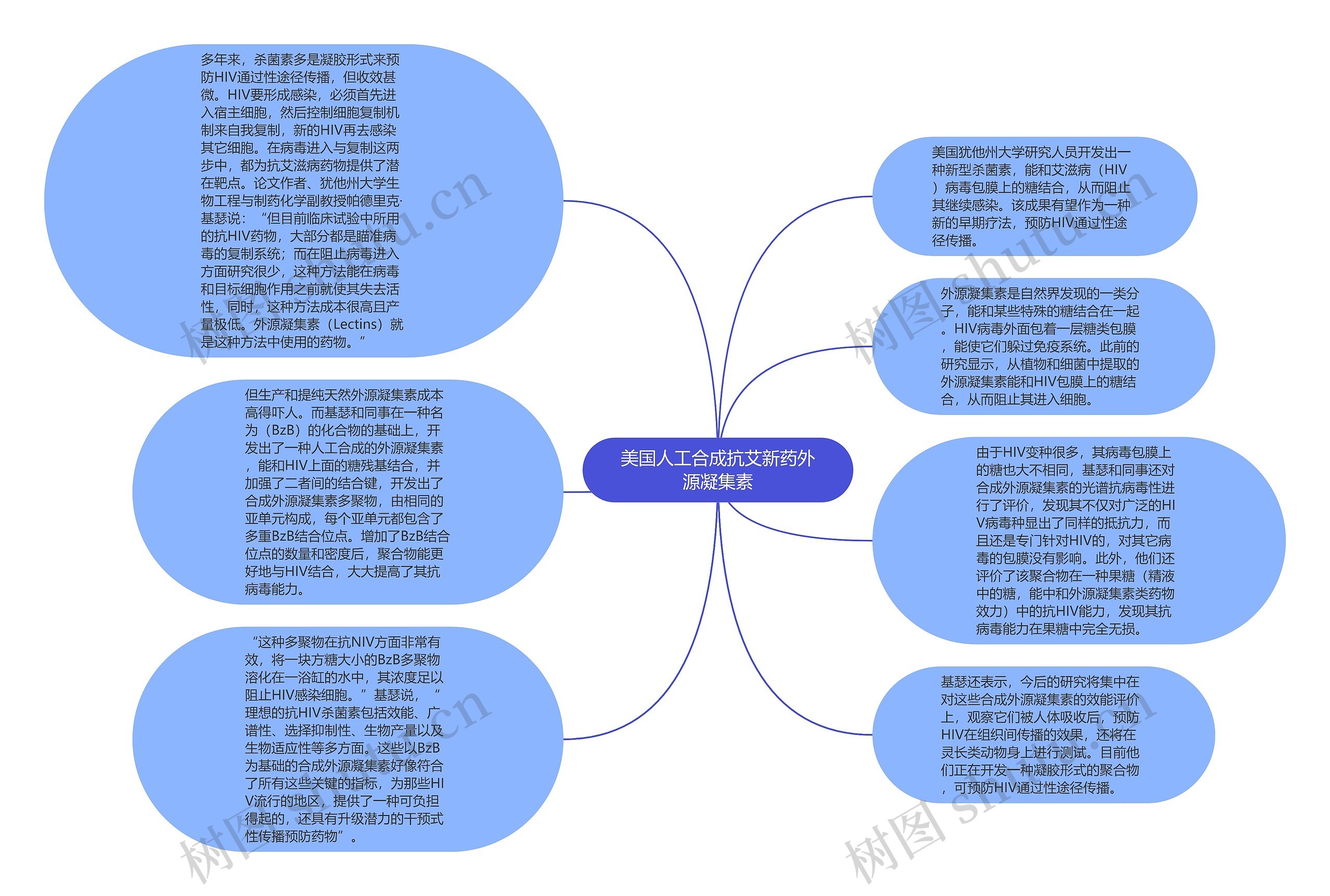 美国人工合成抗艾新药外源凝集素思维导图