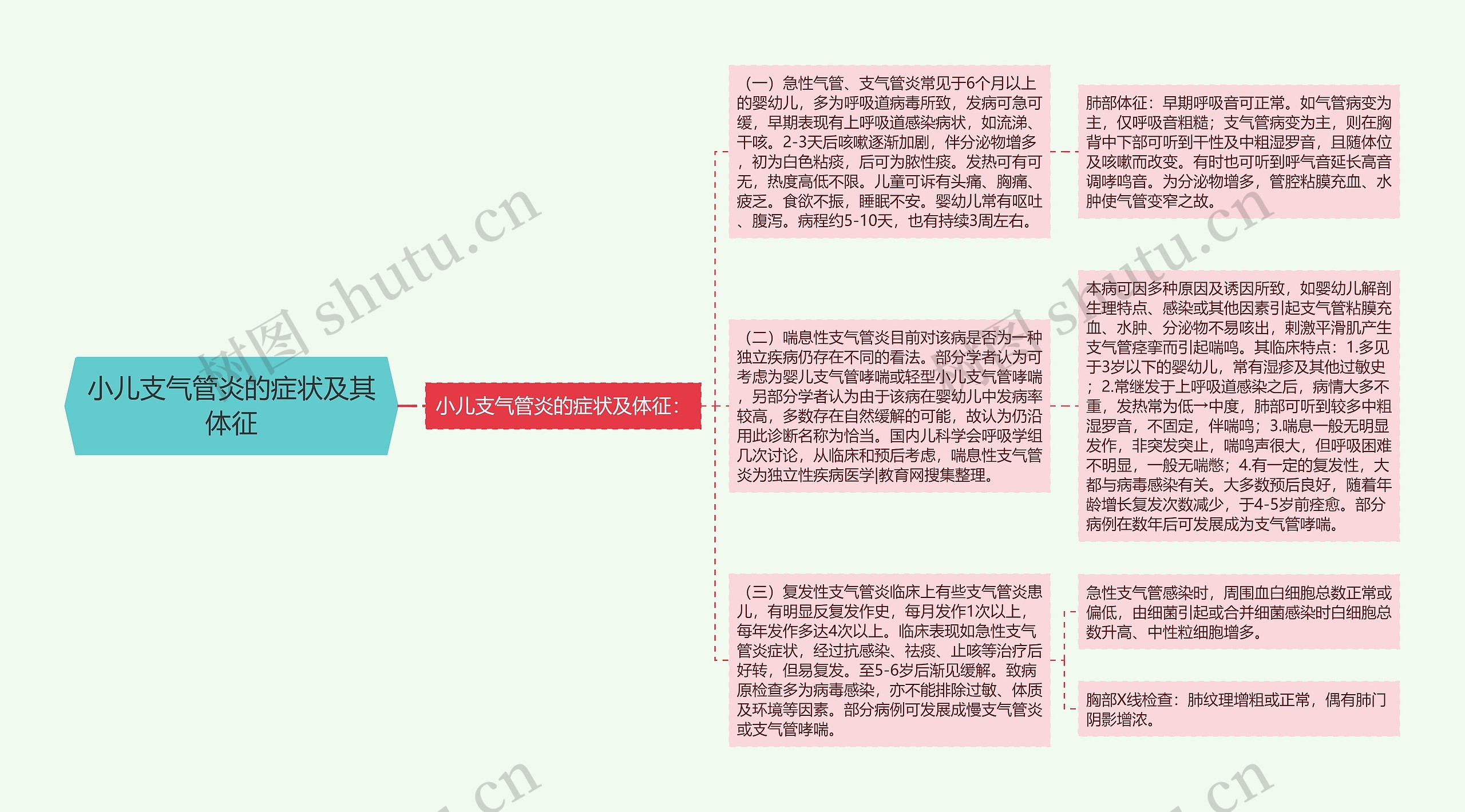 小儿支气管炎的症状及其体征思维导图