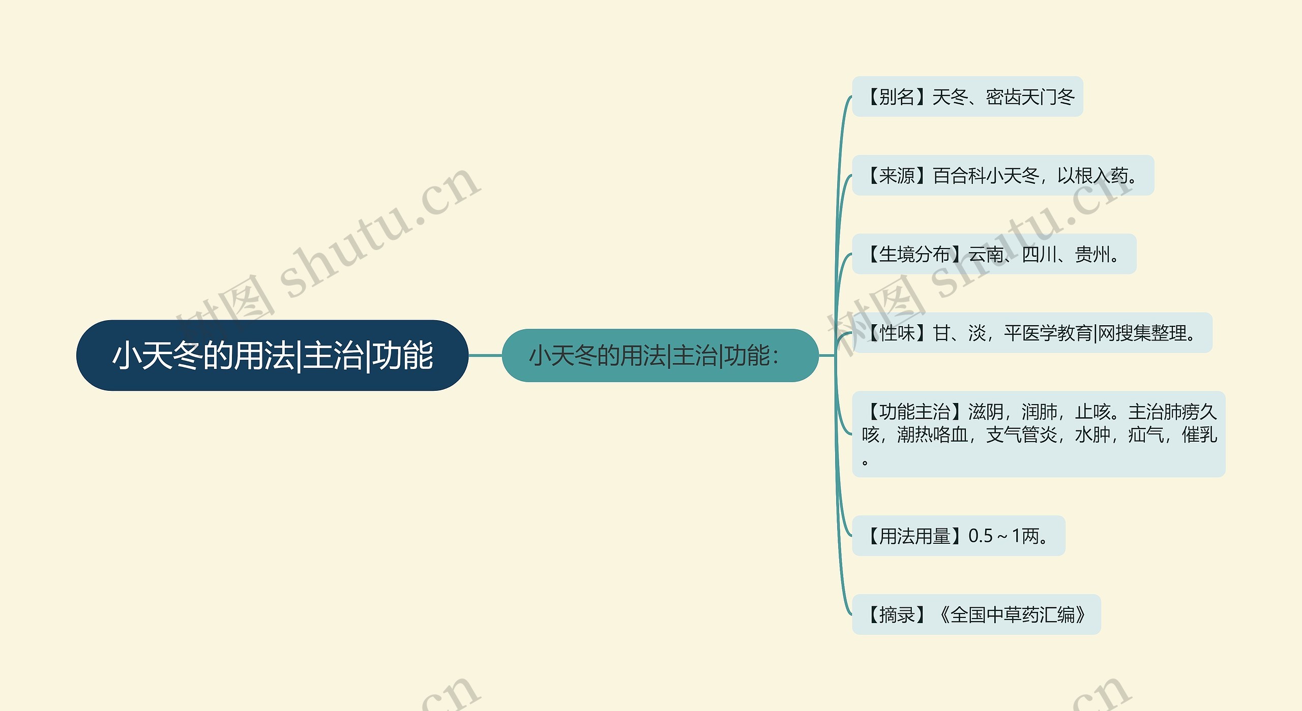 小天冬的用法|主治|功能思维导图