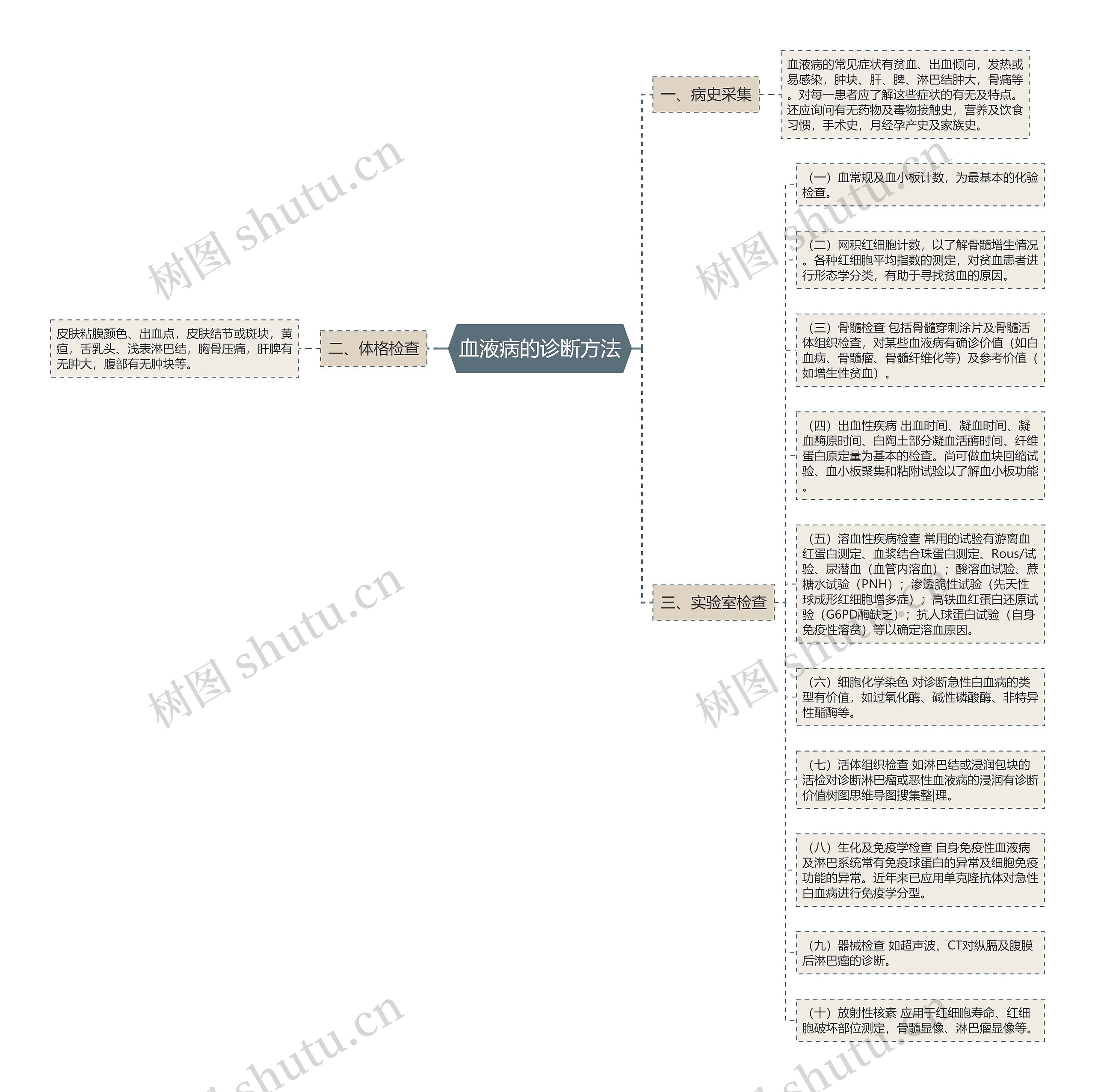 血液病的诊断方法思维导图