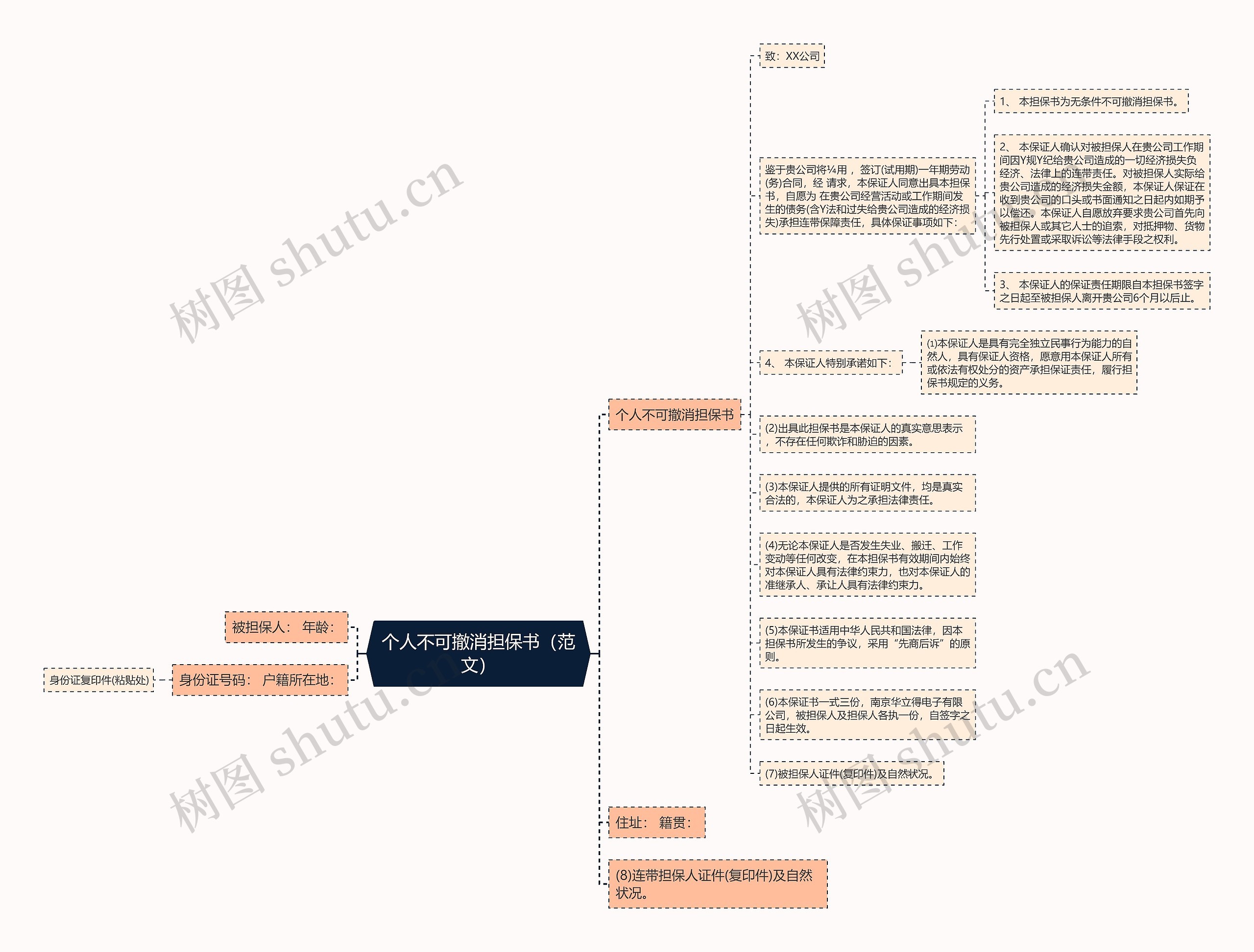 个人不可撤消担保书（范文）思维导图