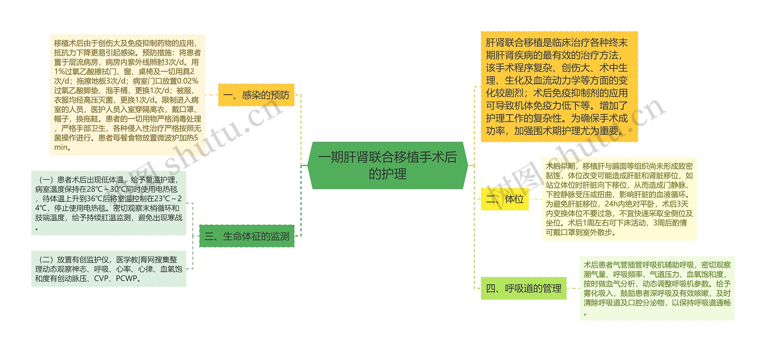 一期肝肾联合移植手术后的护理思维导图