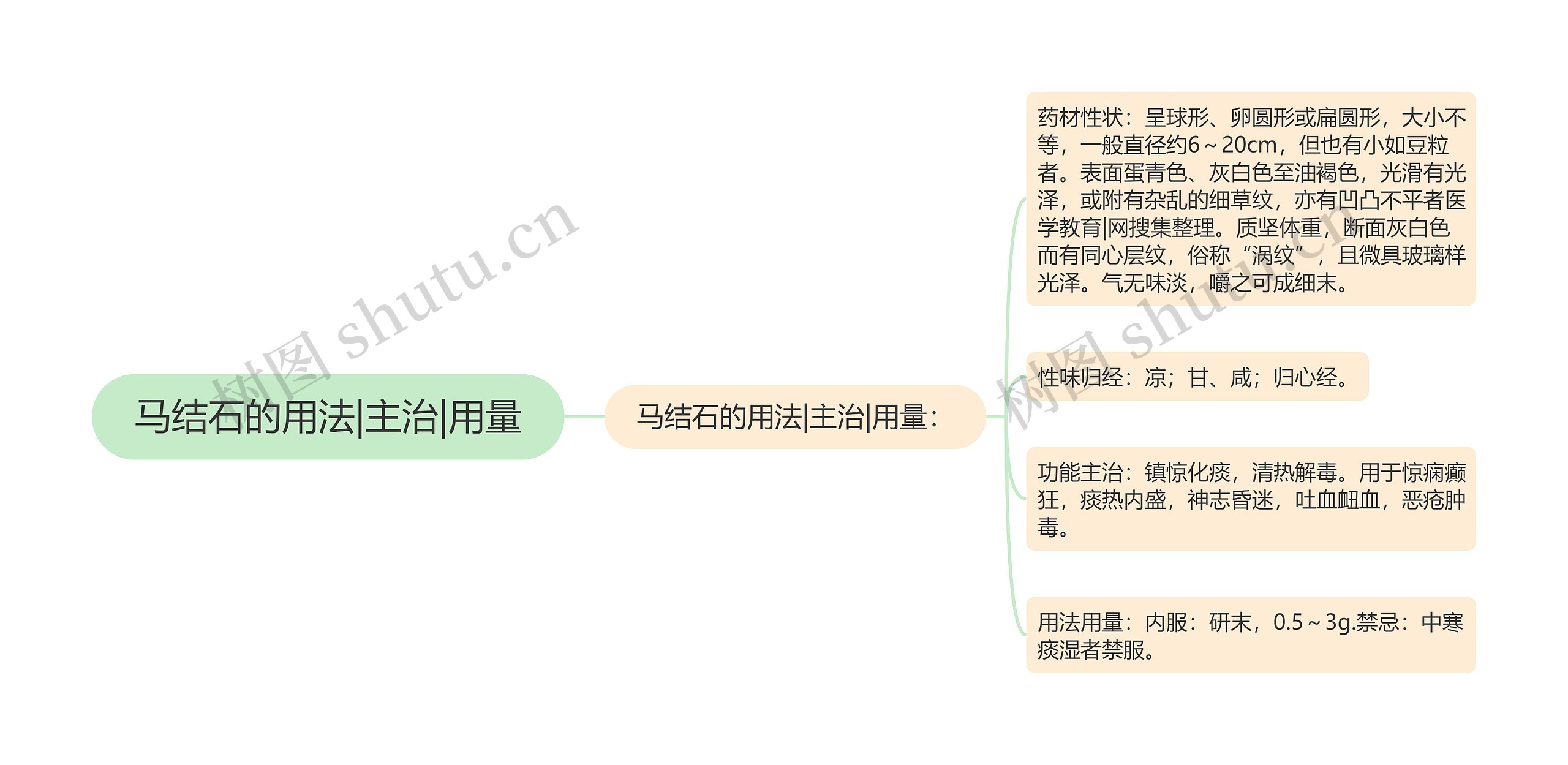 马结石的用法|主治|用量思维导图