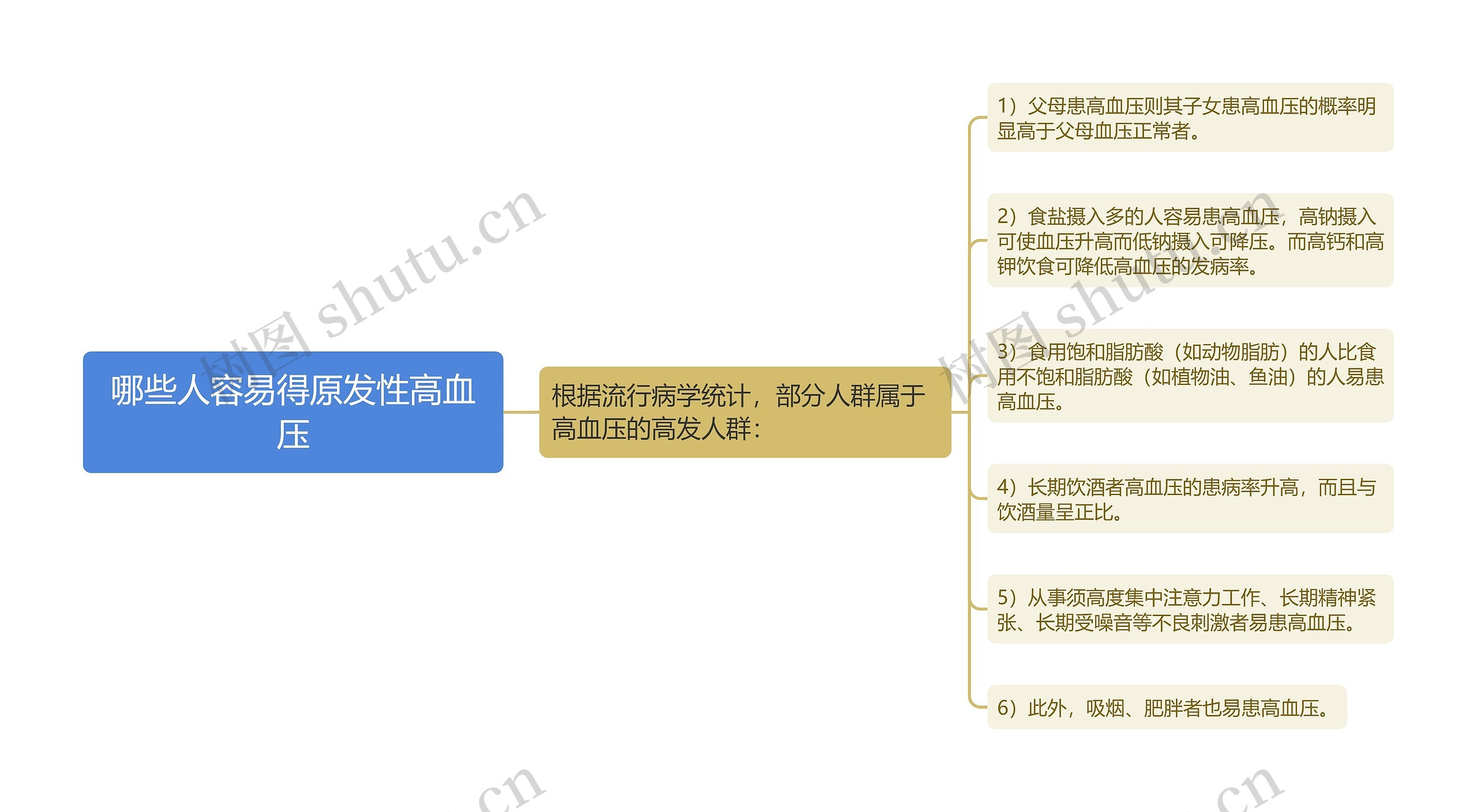 哪些人容易得原发性高血压思维导图