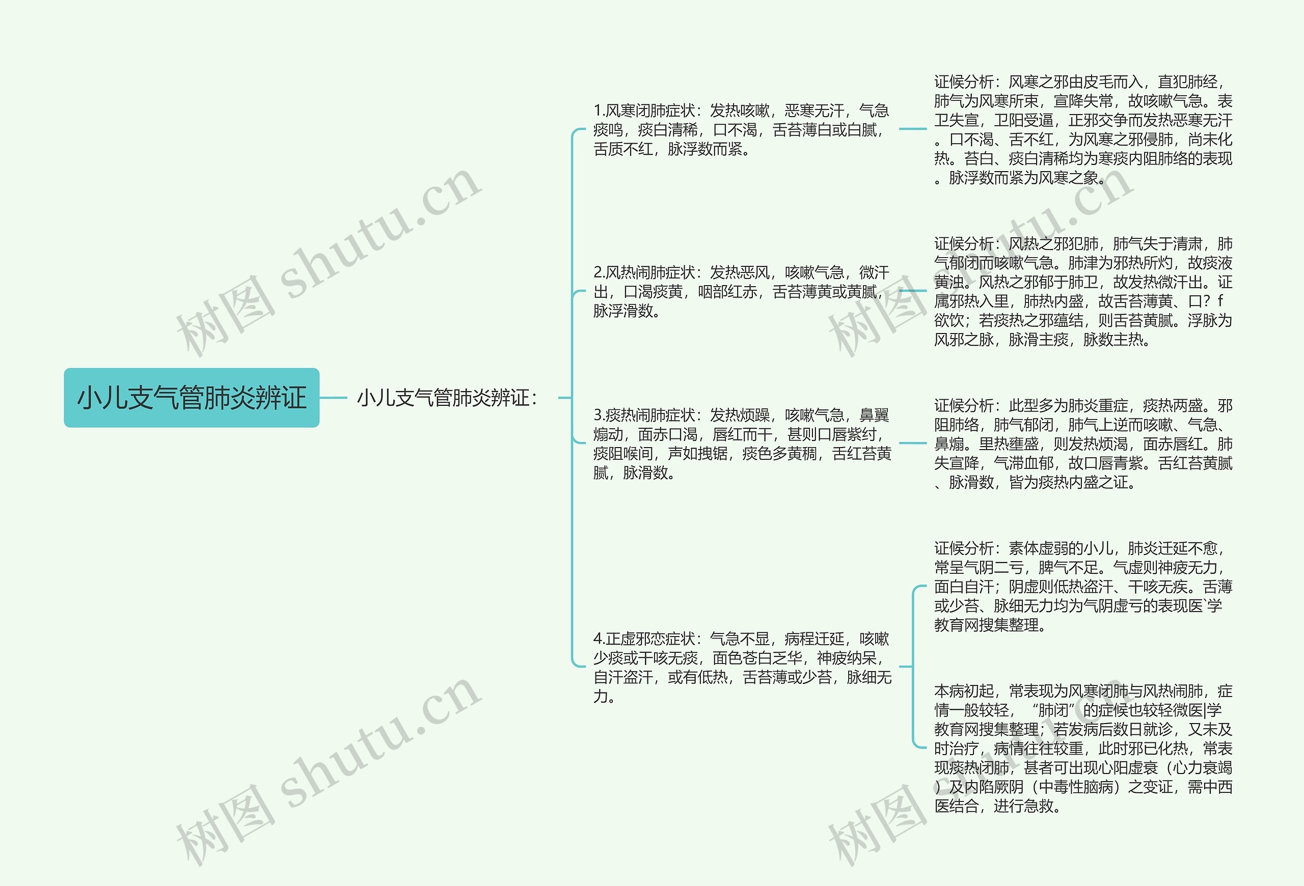 小儿支气管肺炎辨证思维导图