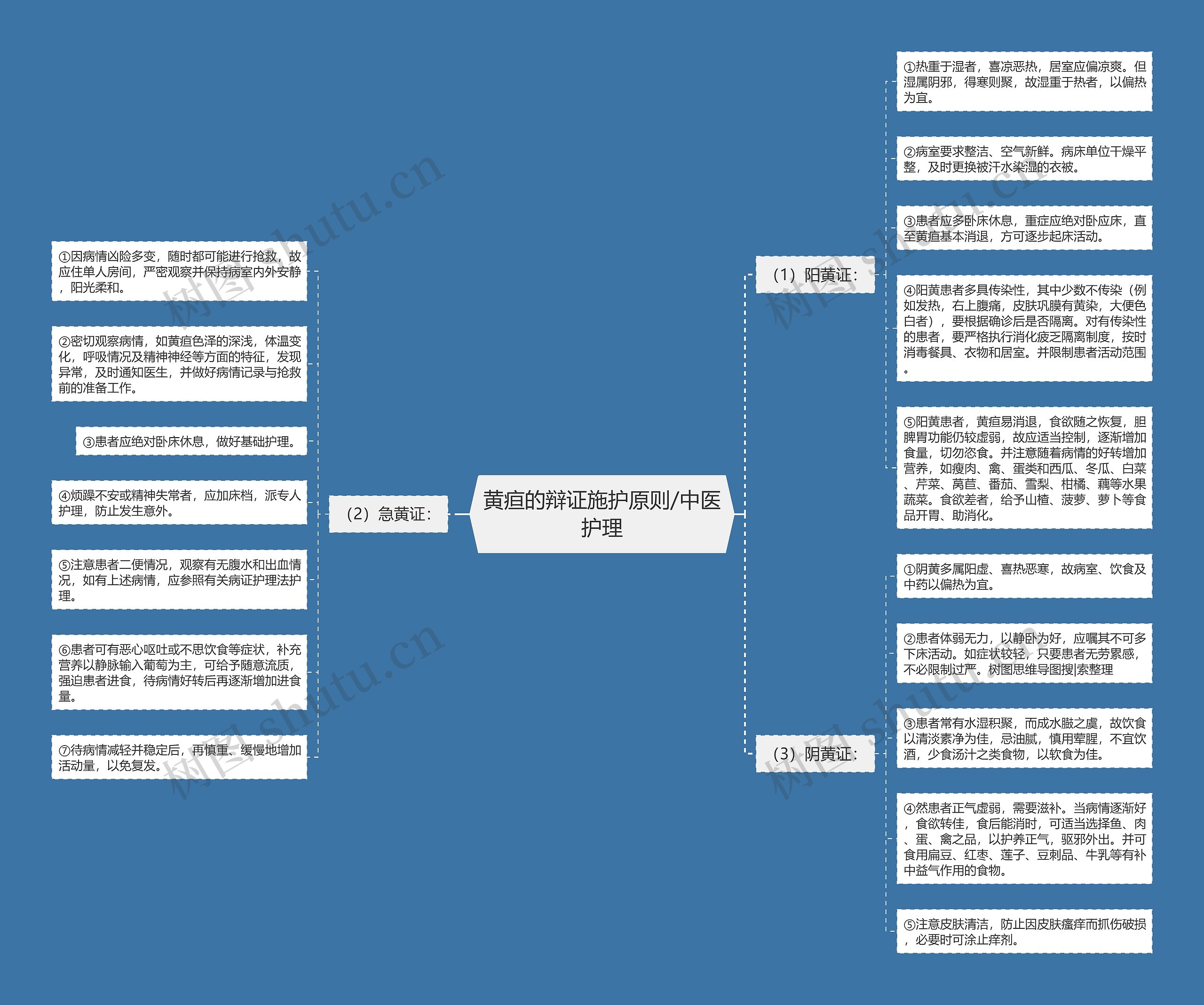 黄疸的辩证施护原则/中医护理思维导图