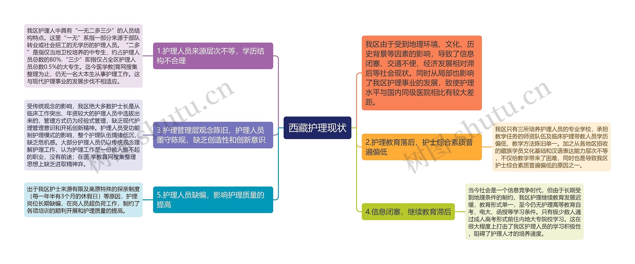 西藏护理现状思维导图