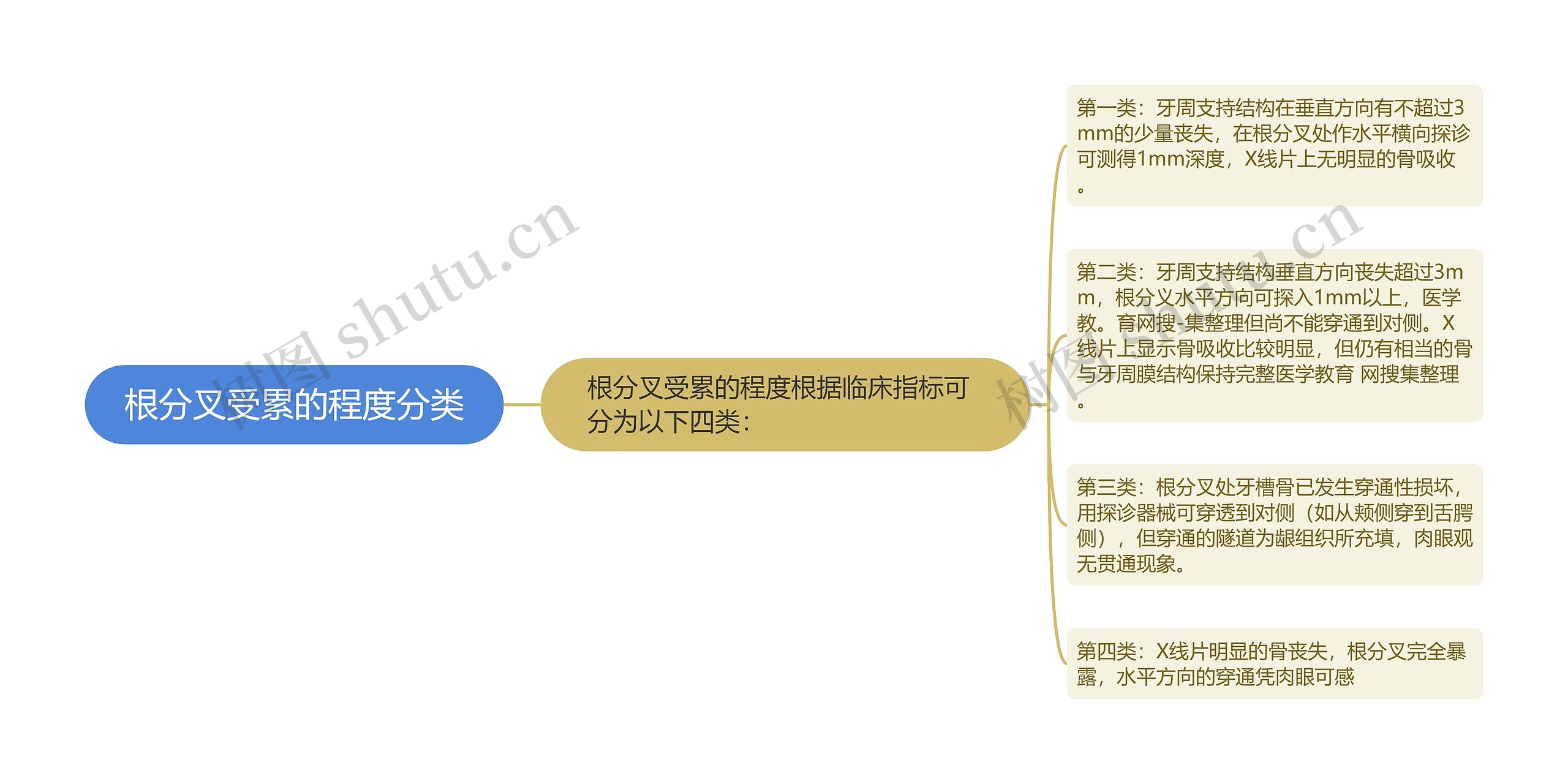 根分叉受累的程度分类思维导图