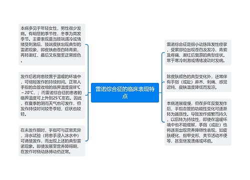 雷诺综合征的临床表现特点