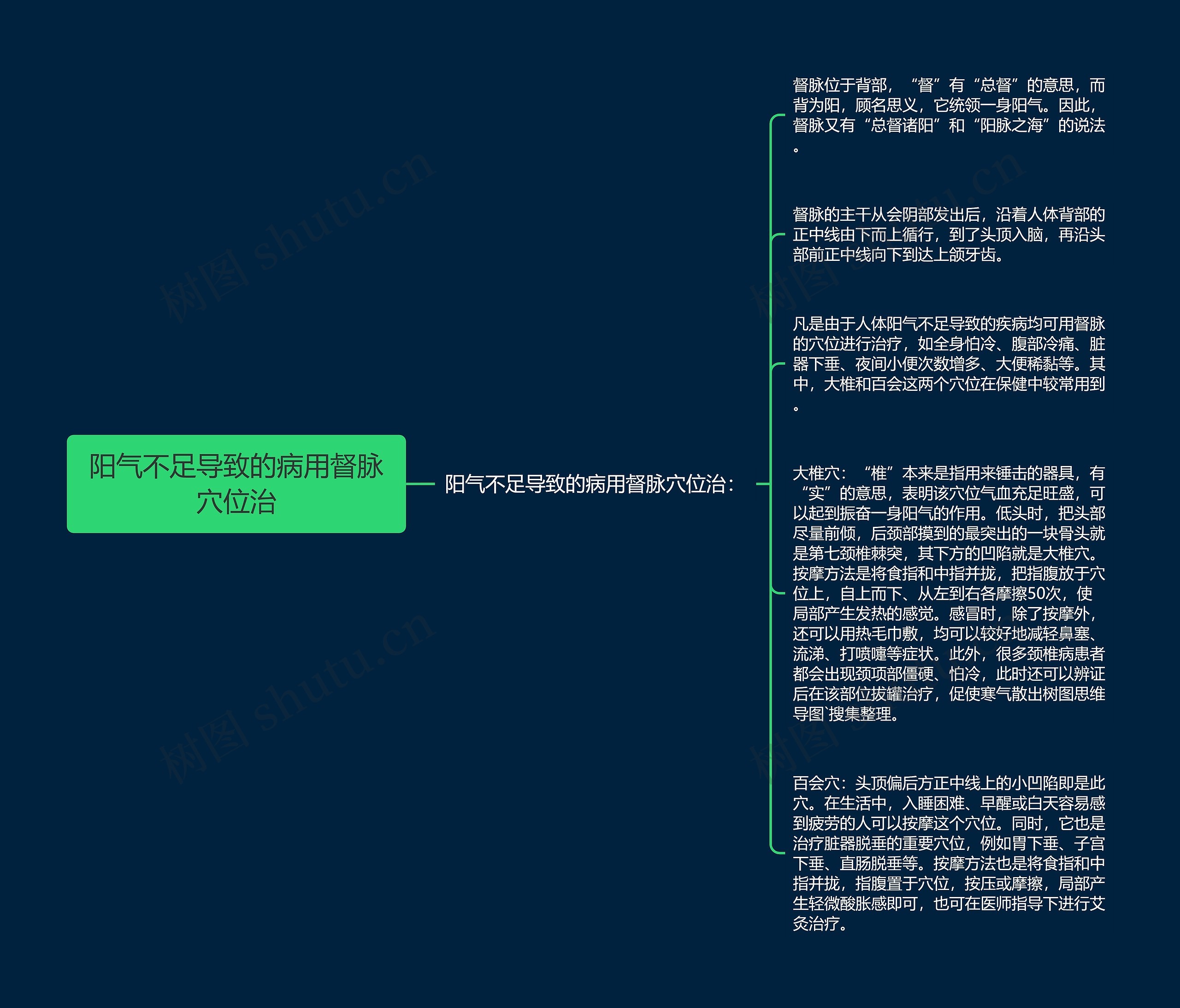 阳气不足导致的病用督脉穴位治思维导图