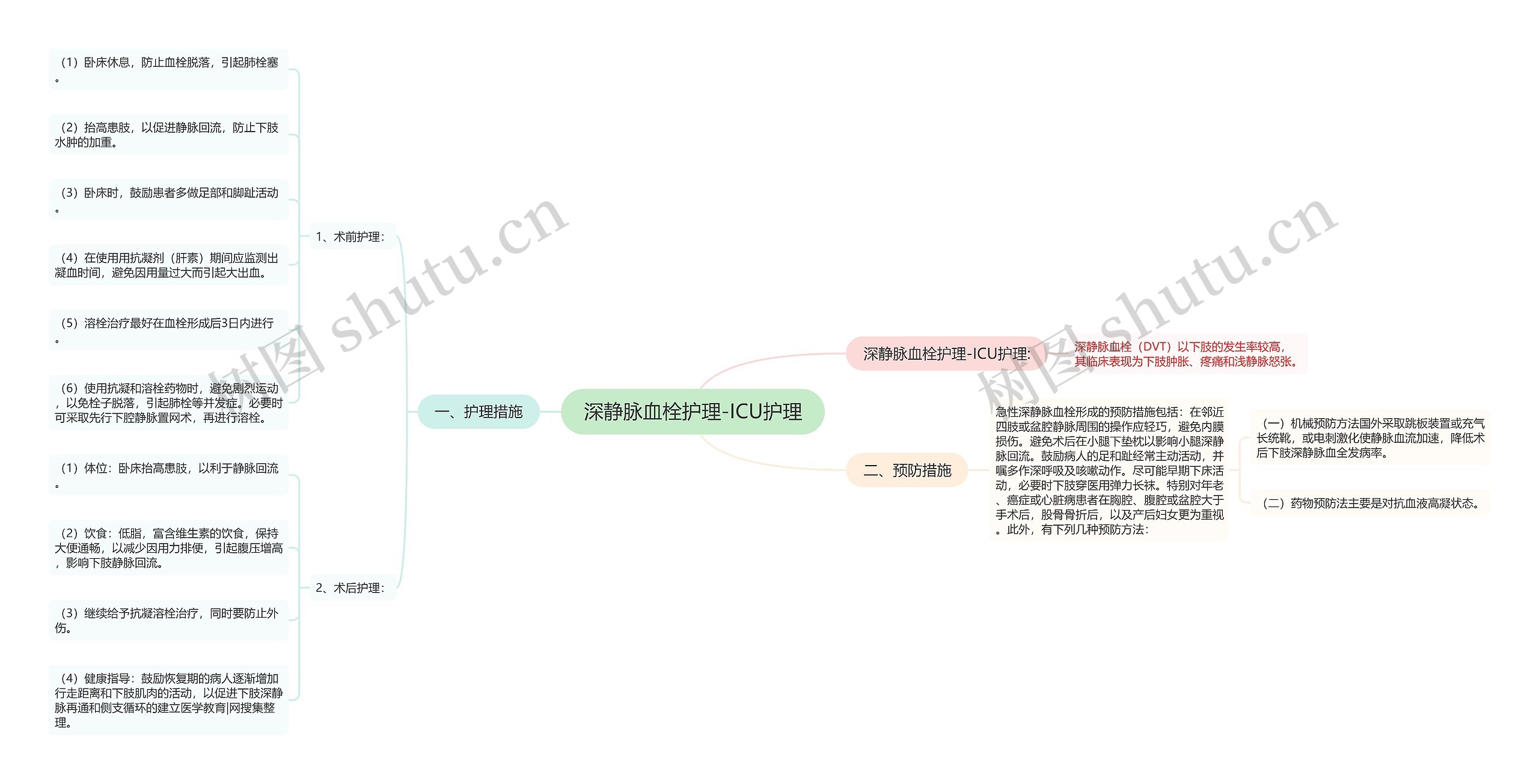 深静脉血栓护理-ICU护理思维导图