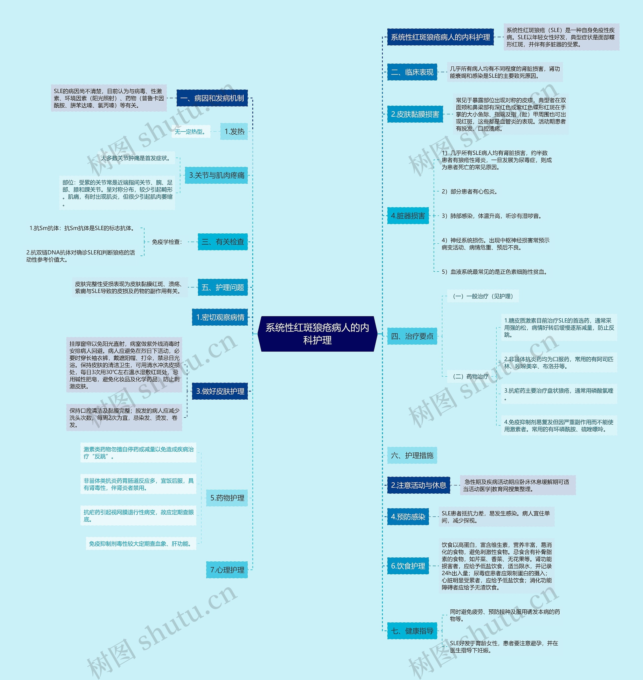 系统性红斑狼疮病人的内科护理思维导图