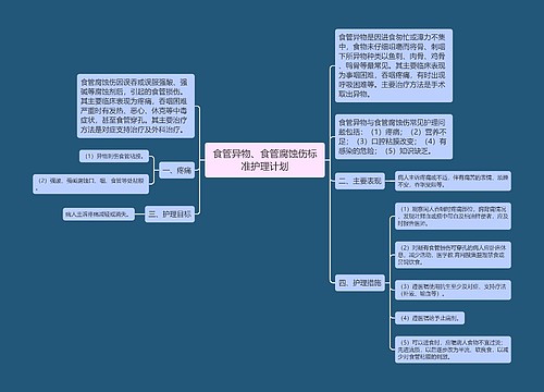 食管异物、食管腐蚀伤标准护理计划