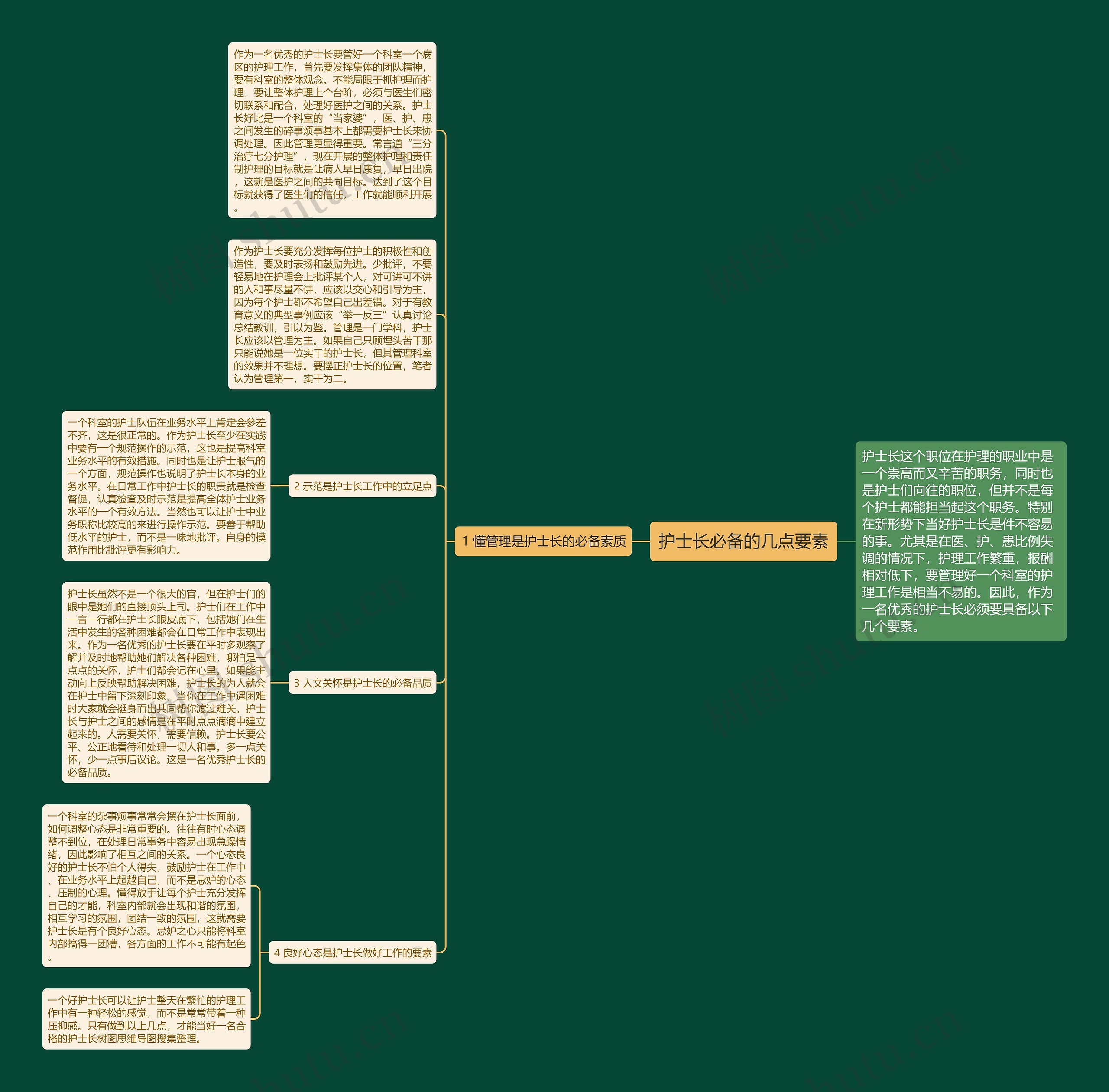 护士长必备的几点要素思维导图