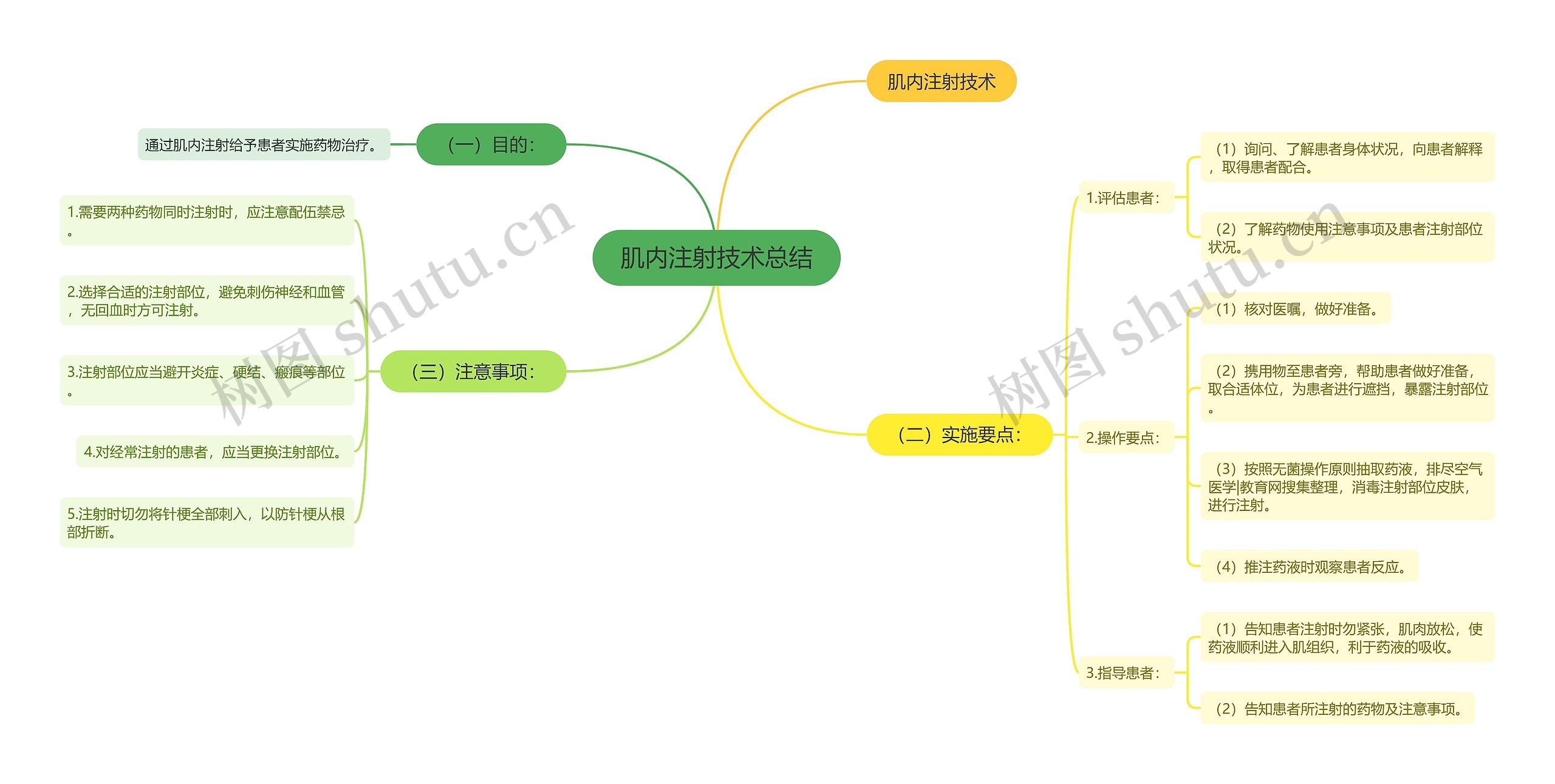 肌内注射技术总结思维导图