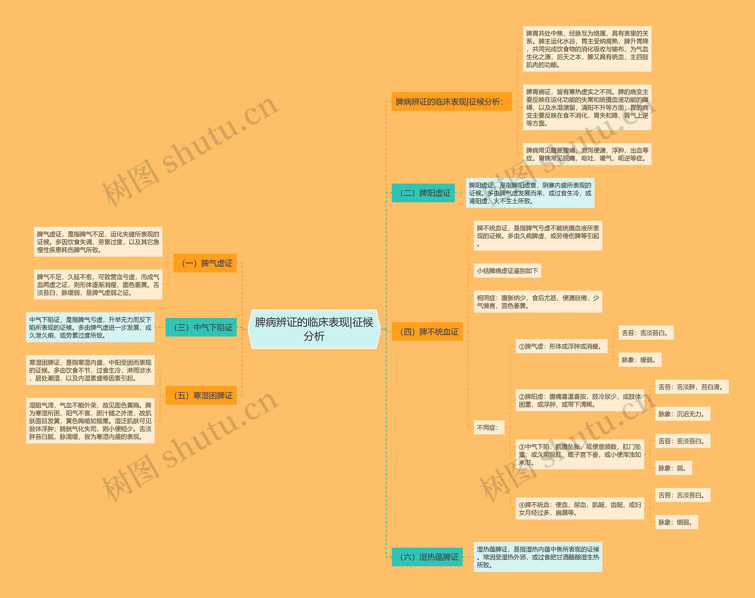 脾病辨证的临床表现|征候分析思维导图