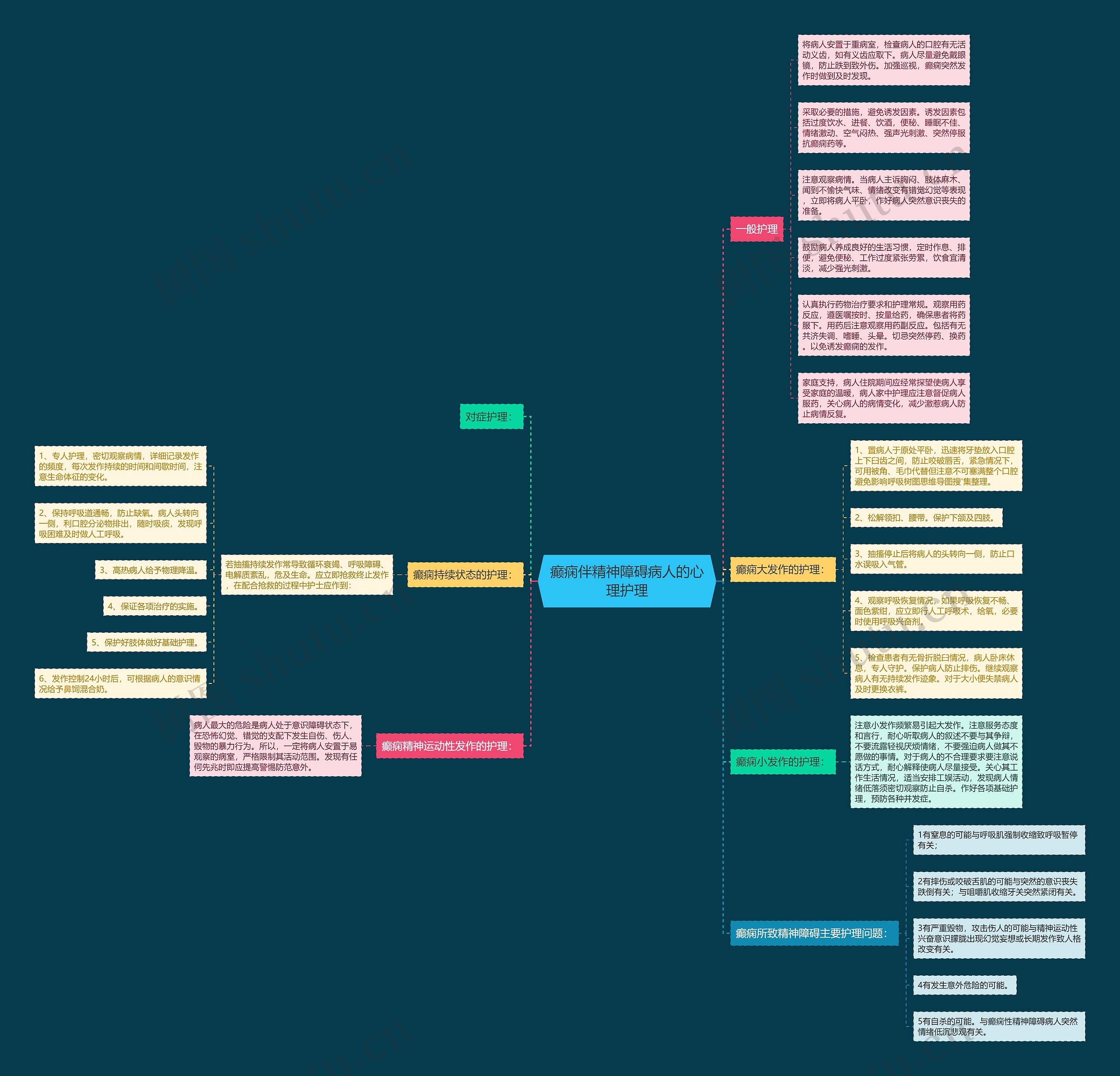 癫痫伴精神障碍病人的心理护理思维导图