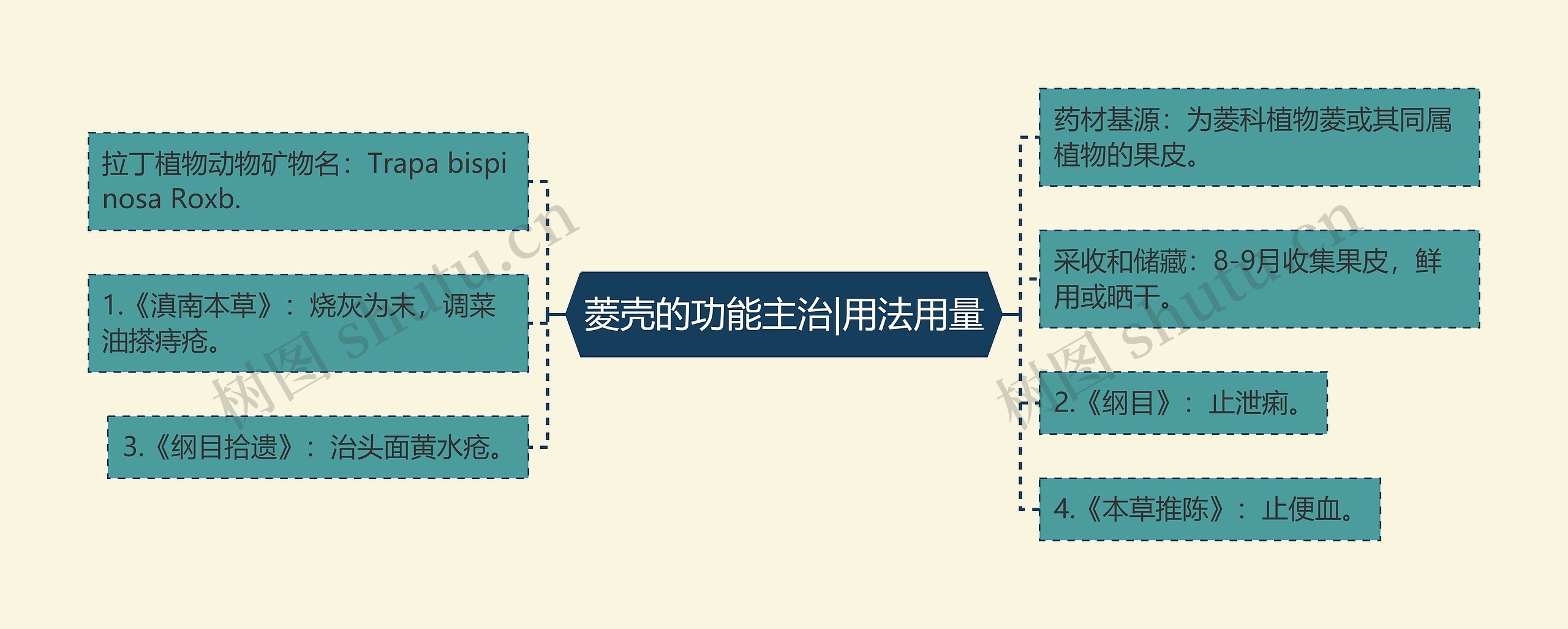 菱壳的功能主治|用法用量思维导图