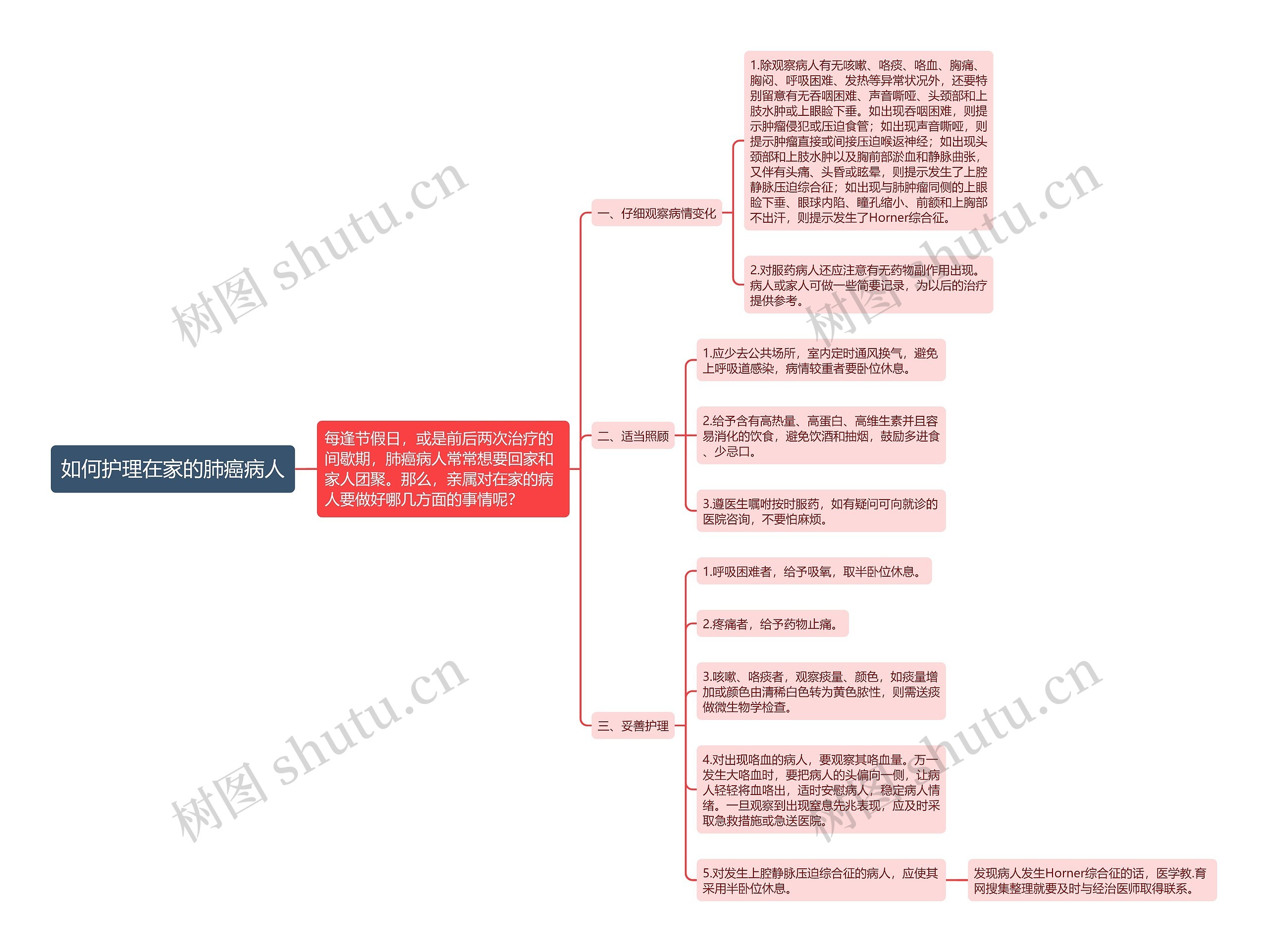 如何护理在家的肺癌病人思维导图