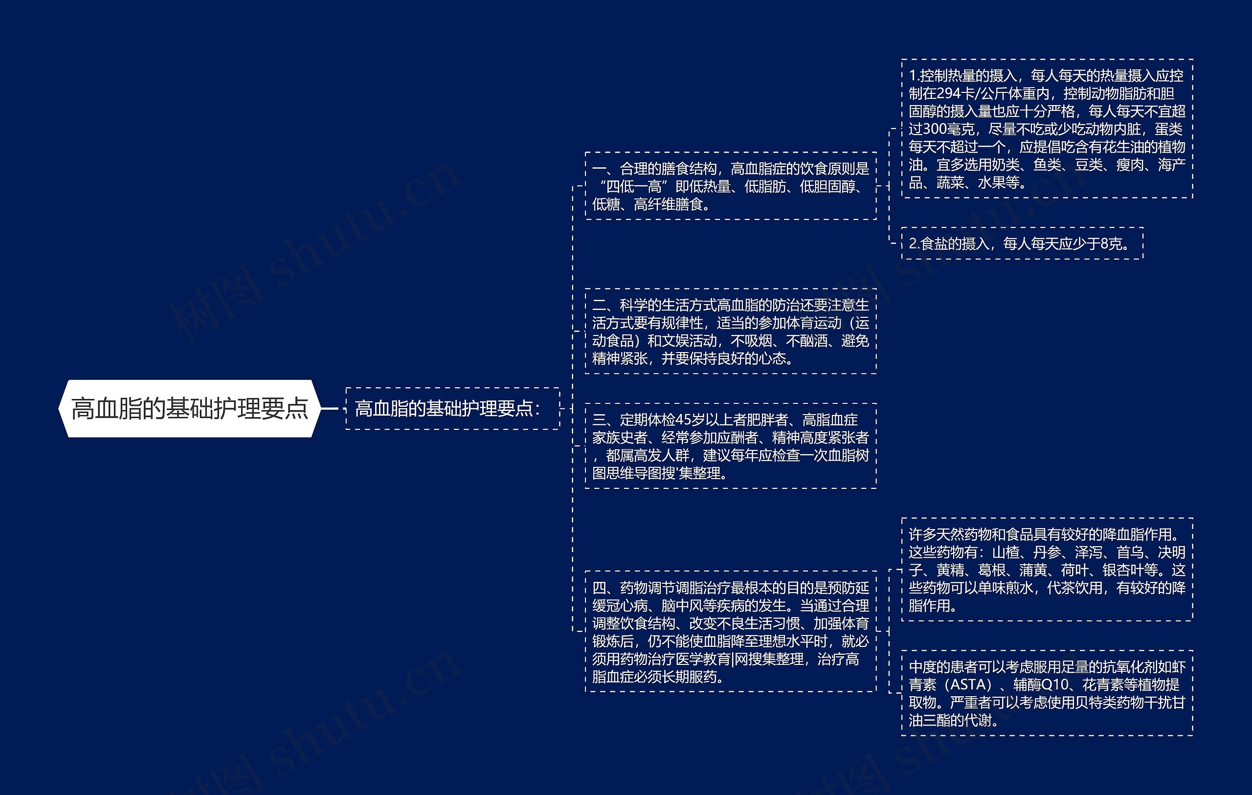 高血脂的基础护理要点思维导图