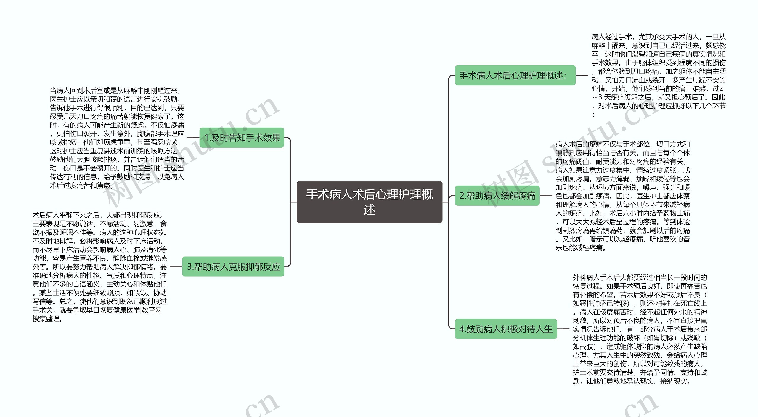 手术病人术后心理护理概述思维导图