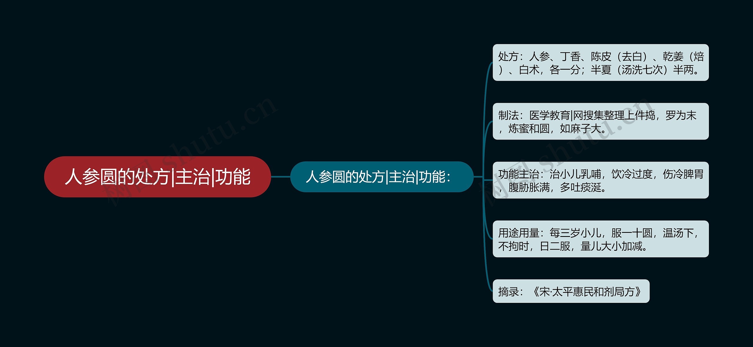 人参圆的处方|主治|功能思维导图