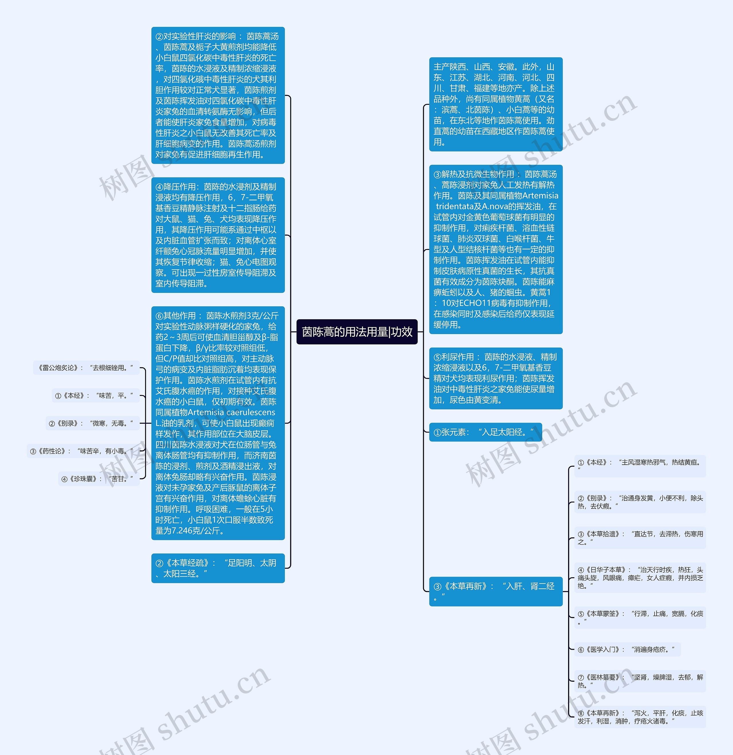 茵陈蒿的用法用量|功效思维导图
