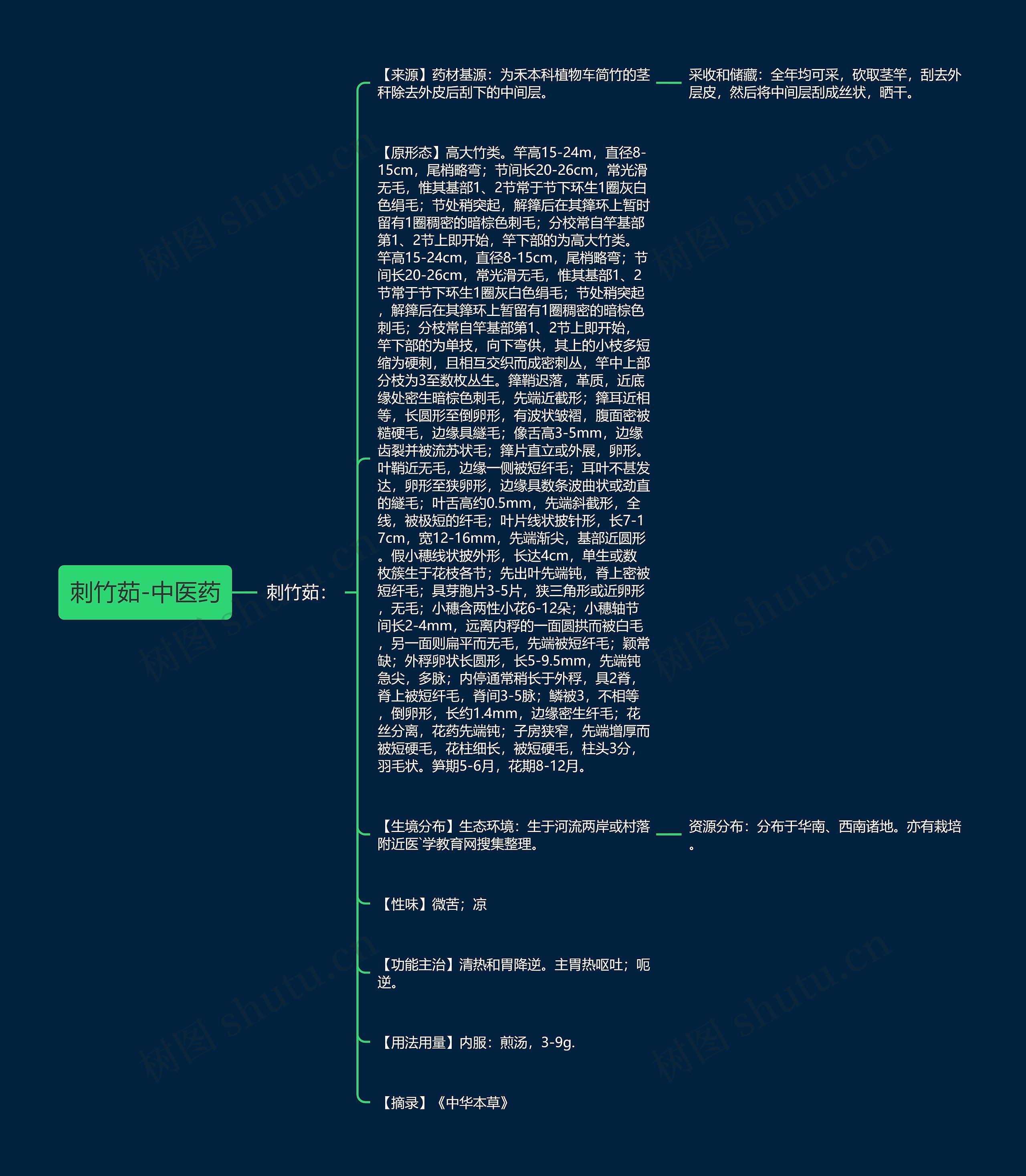 刺竹茹-中医药思维导图