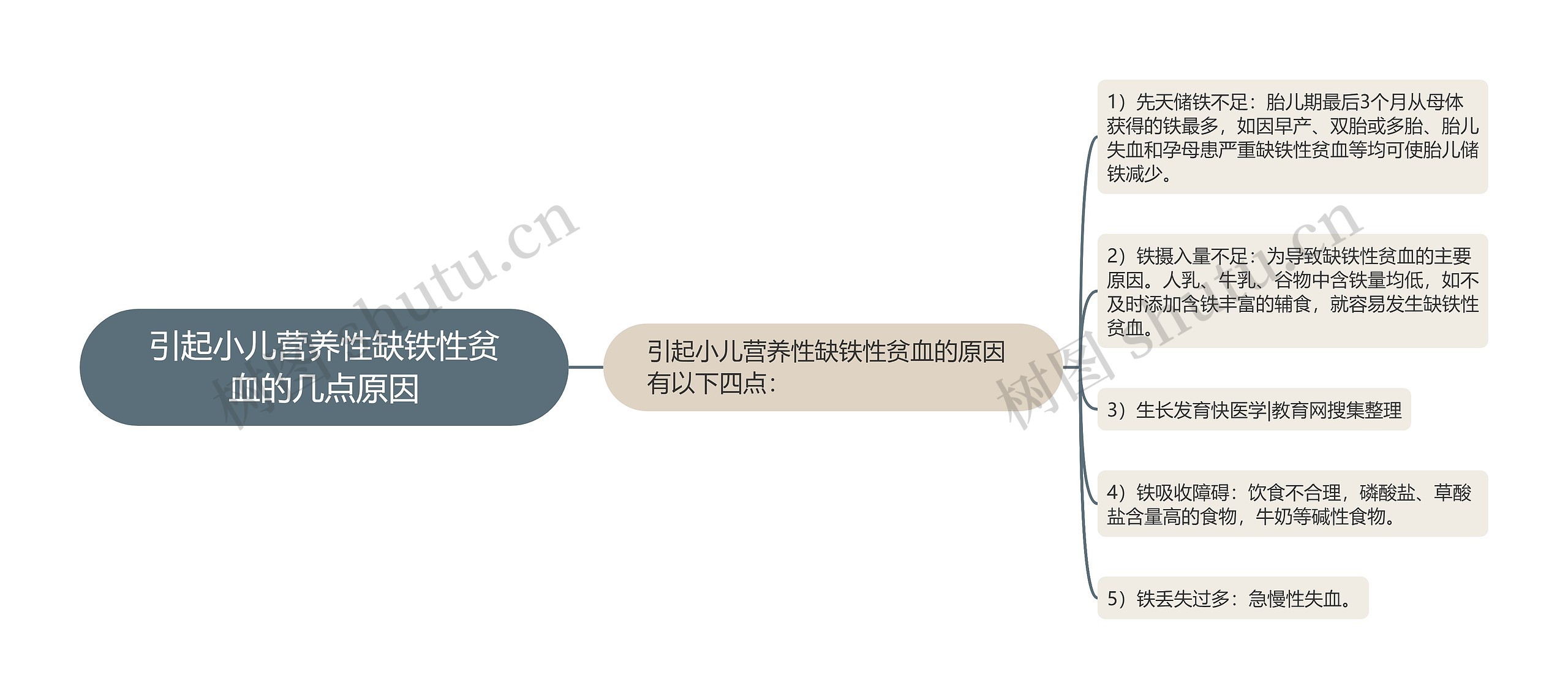 引起小儿营养性缺铁性贫血的几点原因思维导图