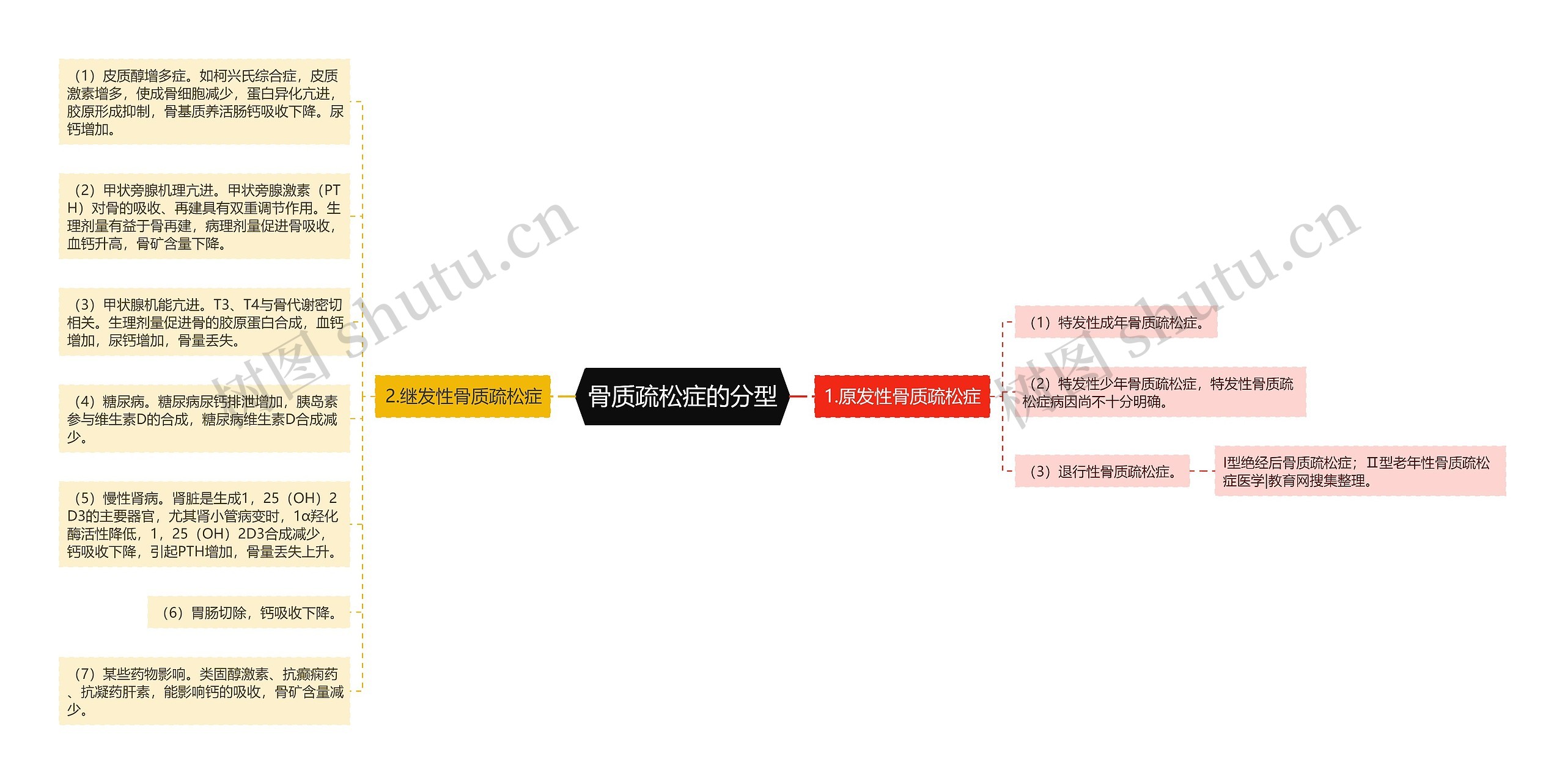 骨质疏松症的分型思维导图