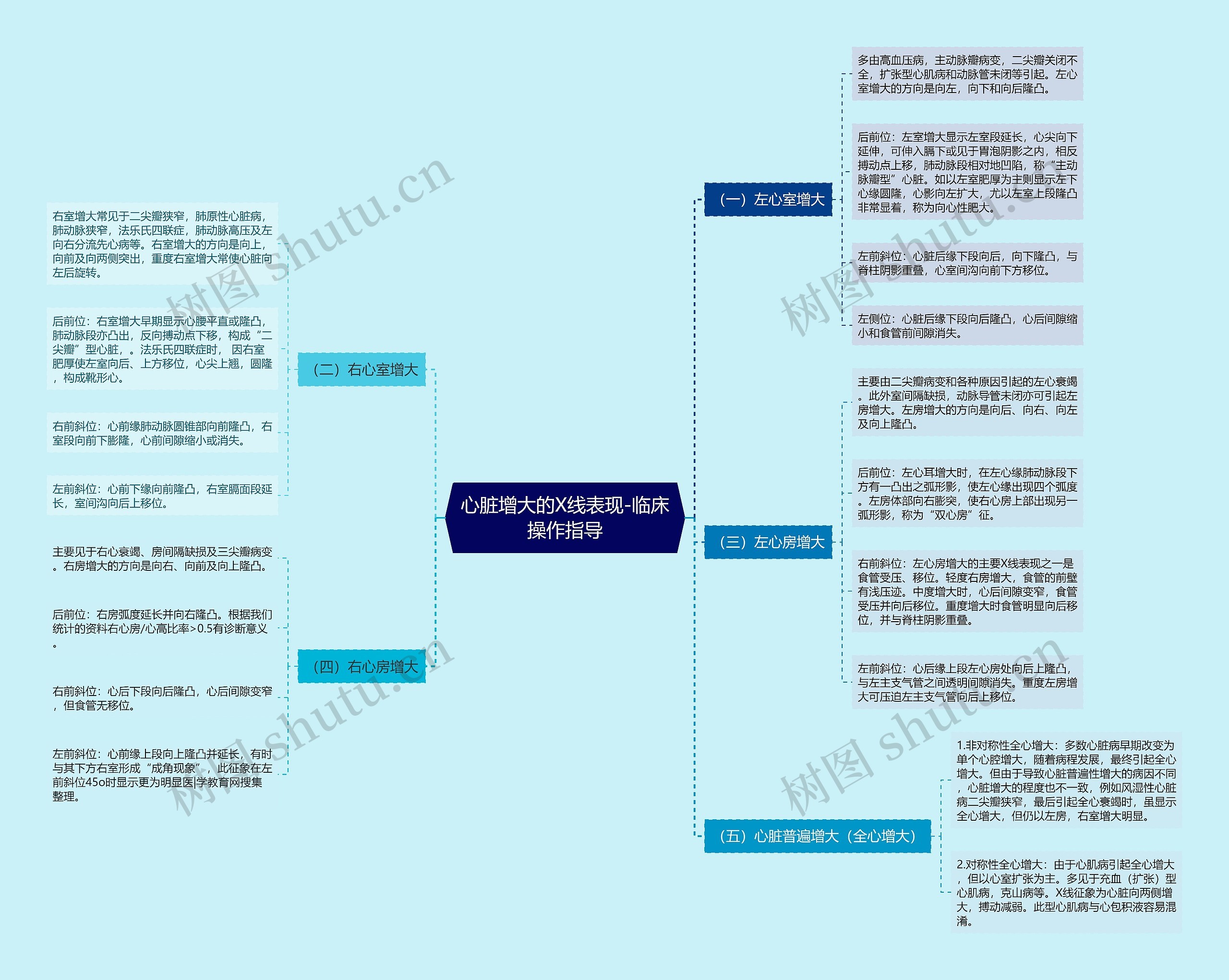 心脏增大的X线表现-临床操作指导思维导图