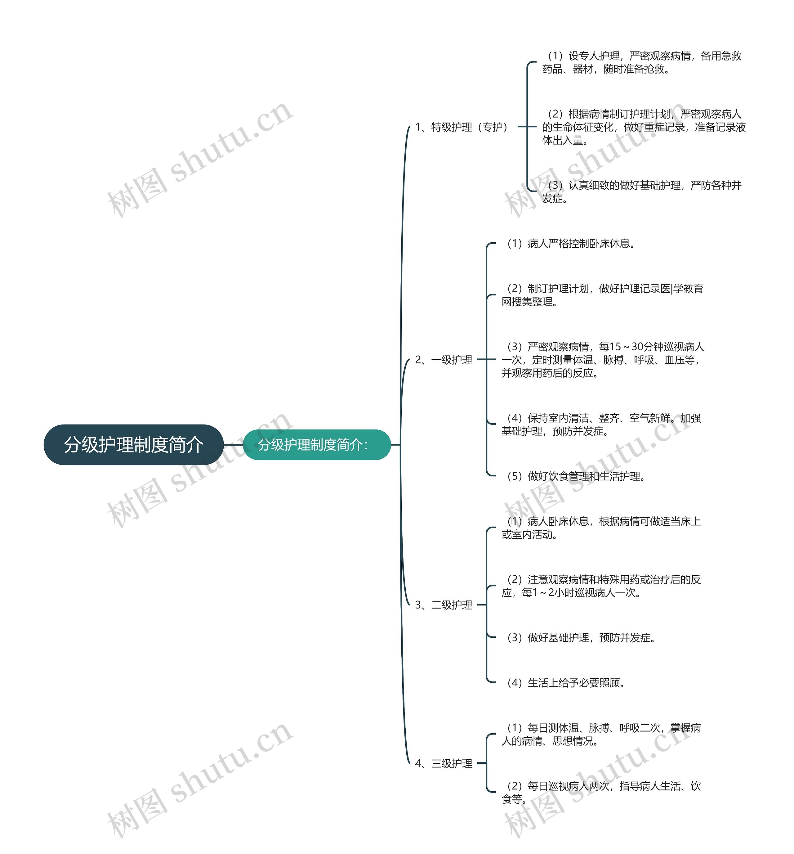 分级护理制度简介思维导图