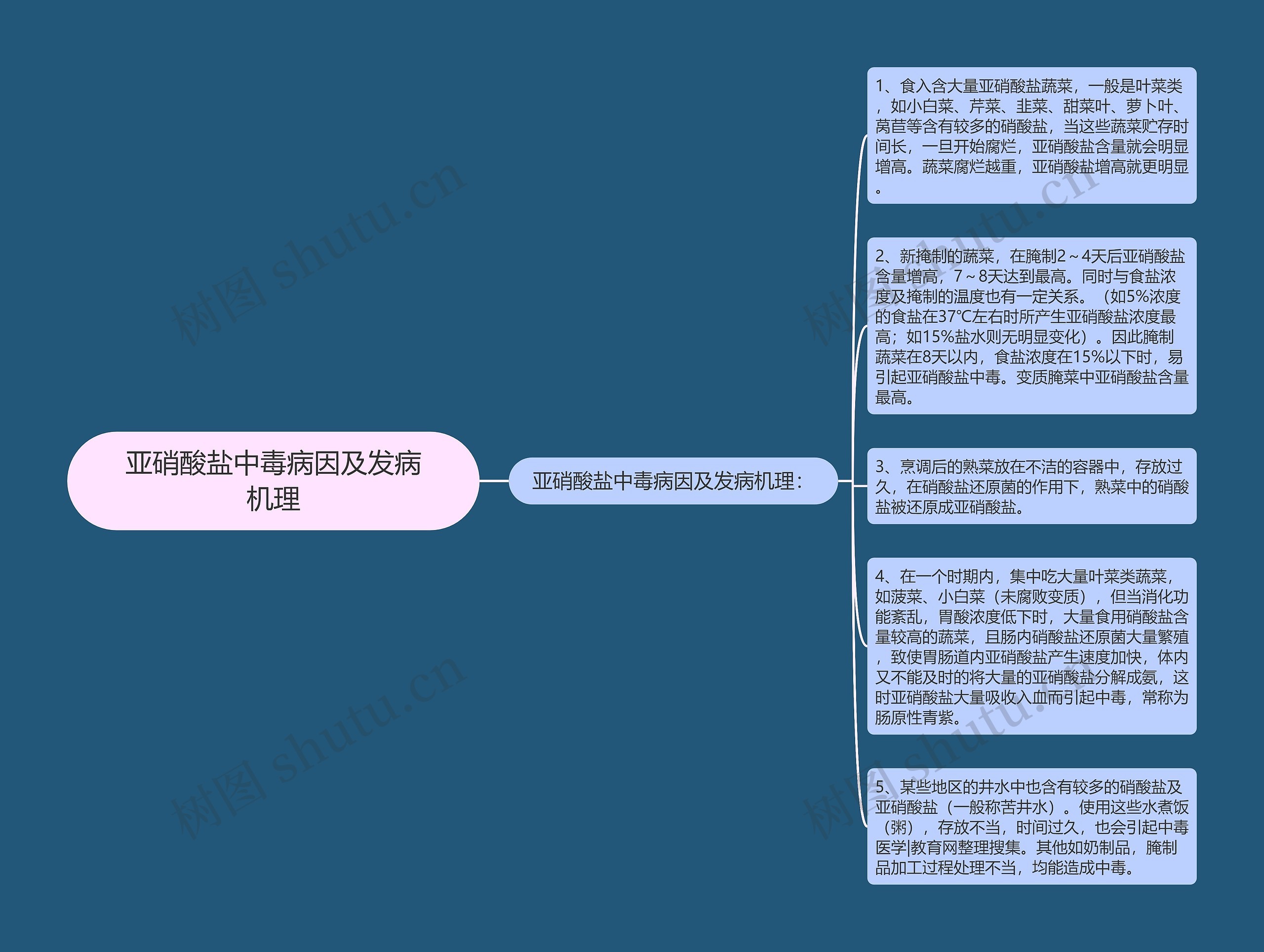 亚硝酸盐中毒病因及发病机理思维导图