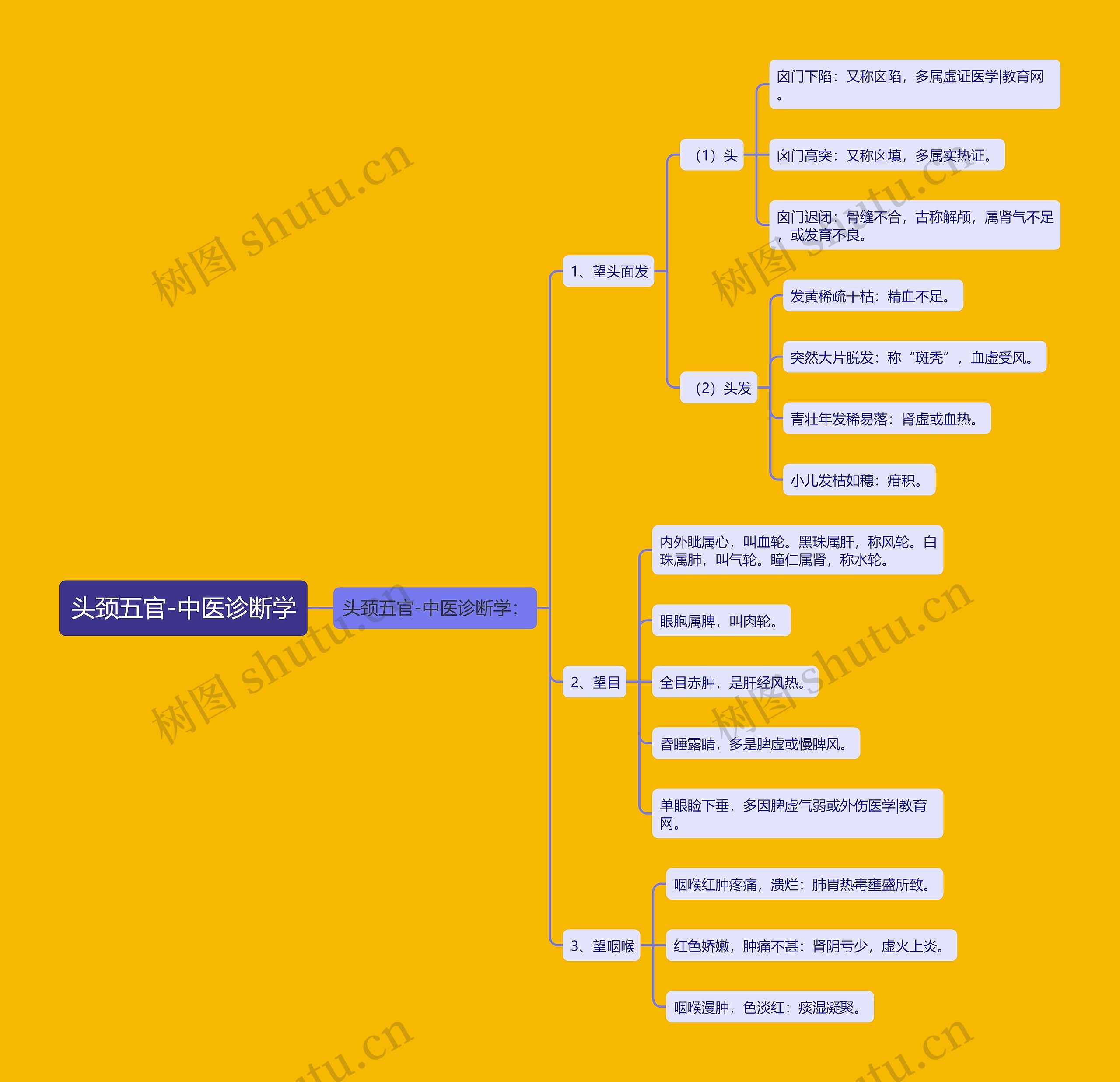 头颈五官-中医诊断学思维导图
