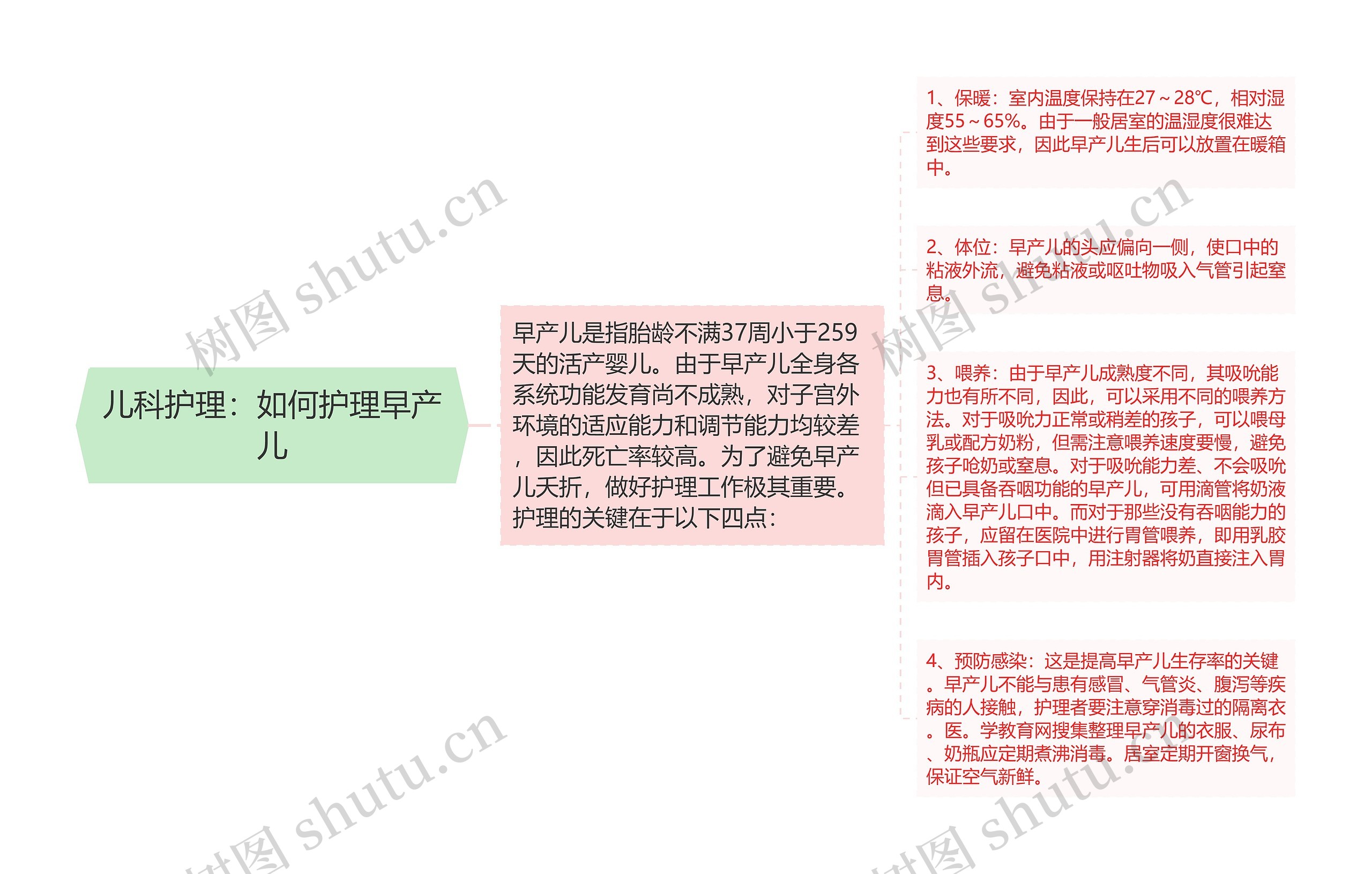 儿科护理：如何护理早产儿思维导图