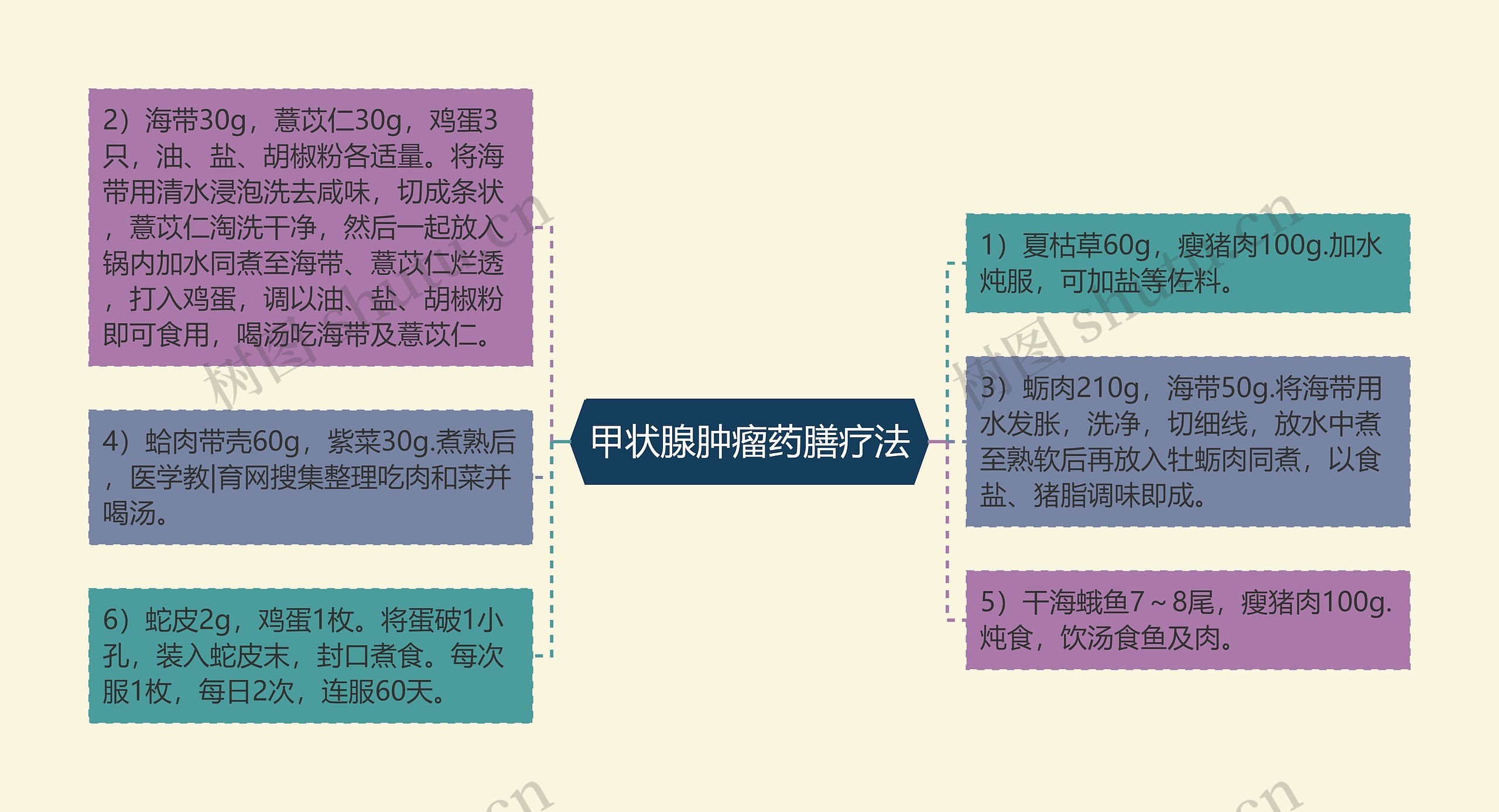 甲状腺肿瘤药膳疗法思维导图