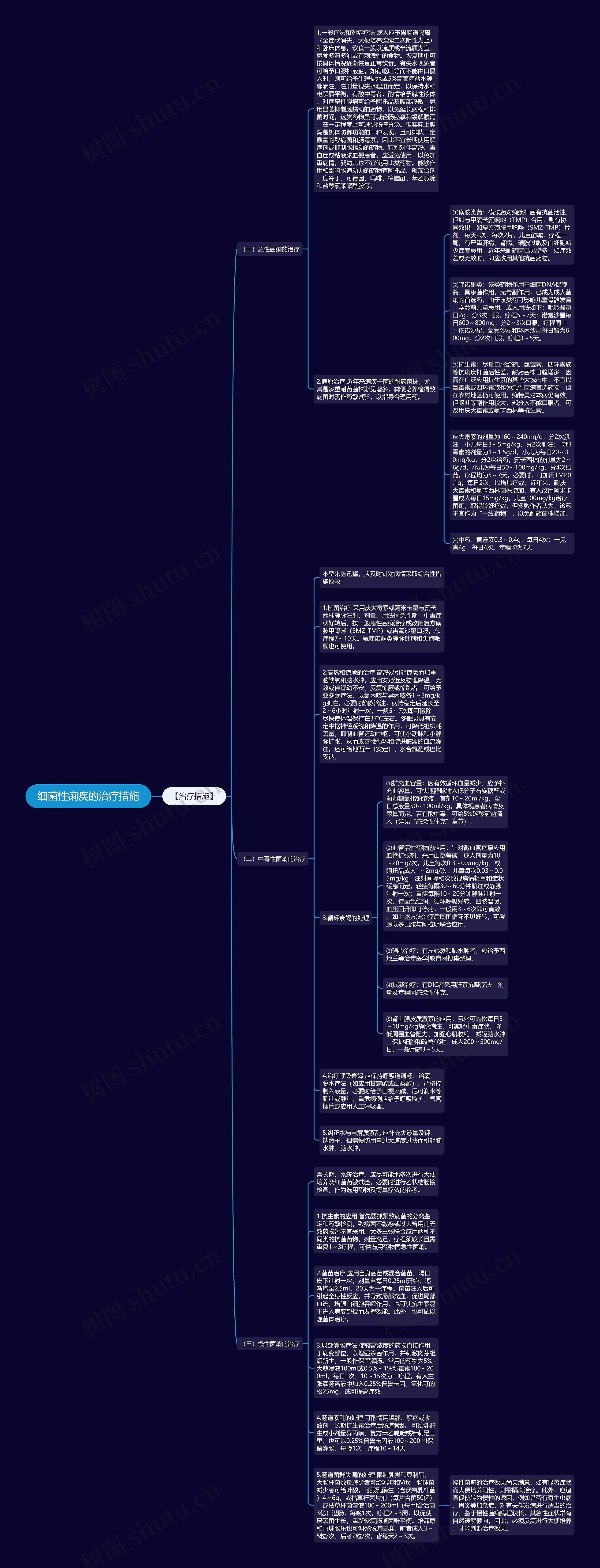 细菌性痢疾的治疗措施思维导图