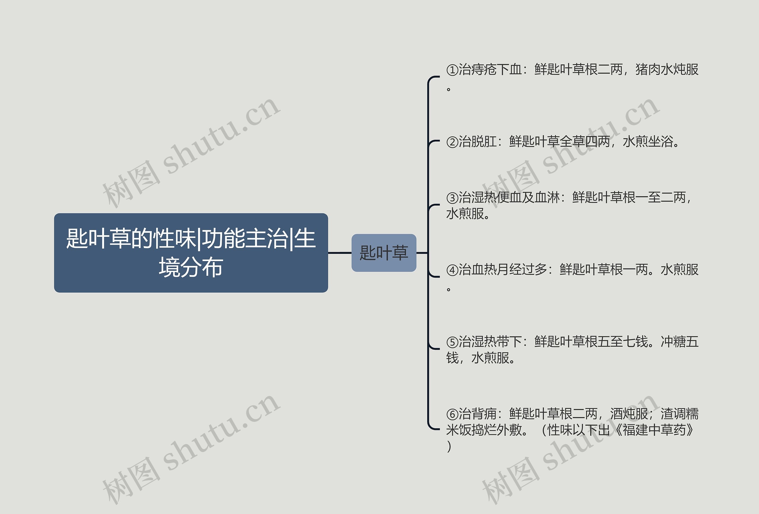 匙叶草的性味|功能主治|生境分布思维导图