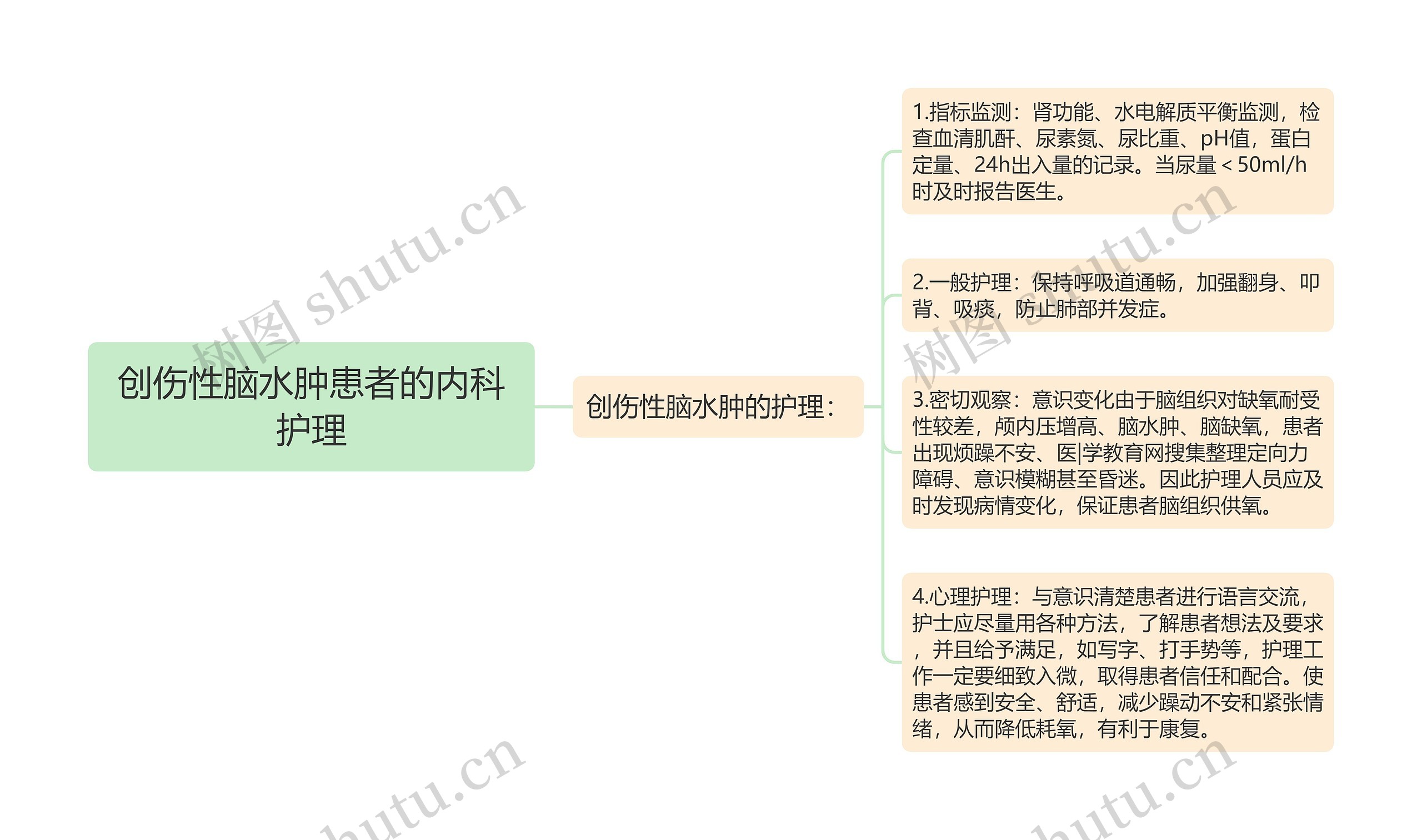 创伤性脑水肿患者的内科护理思维导图