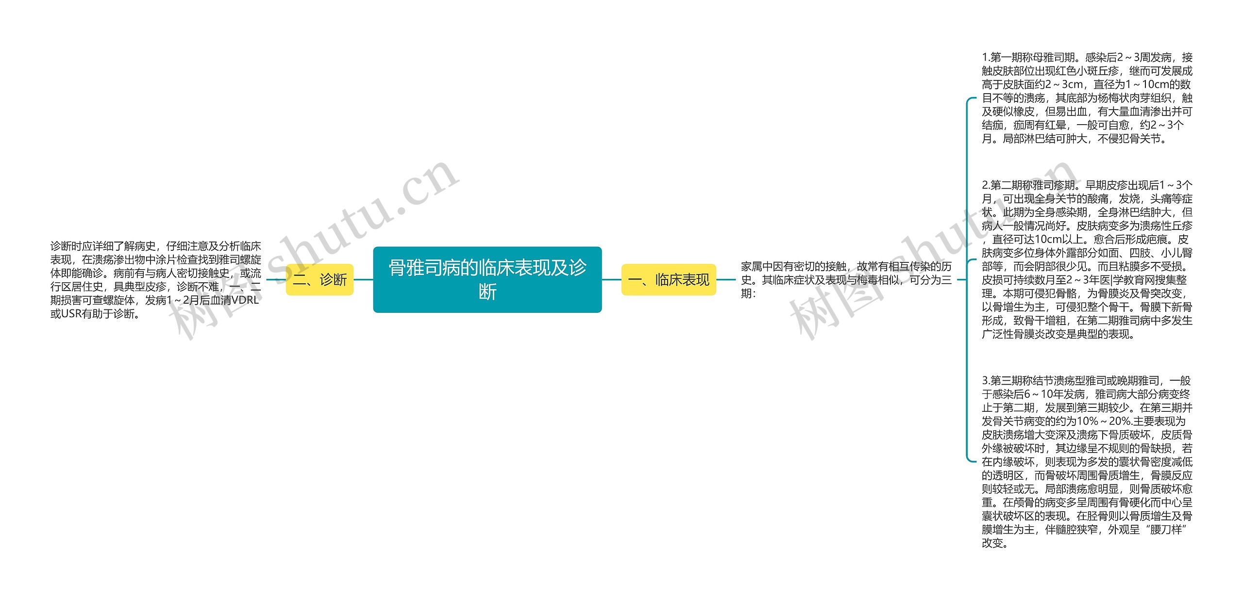 骨雅司病的临床表现及诊断思维导图