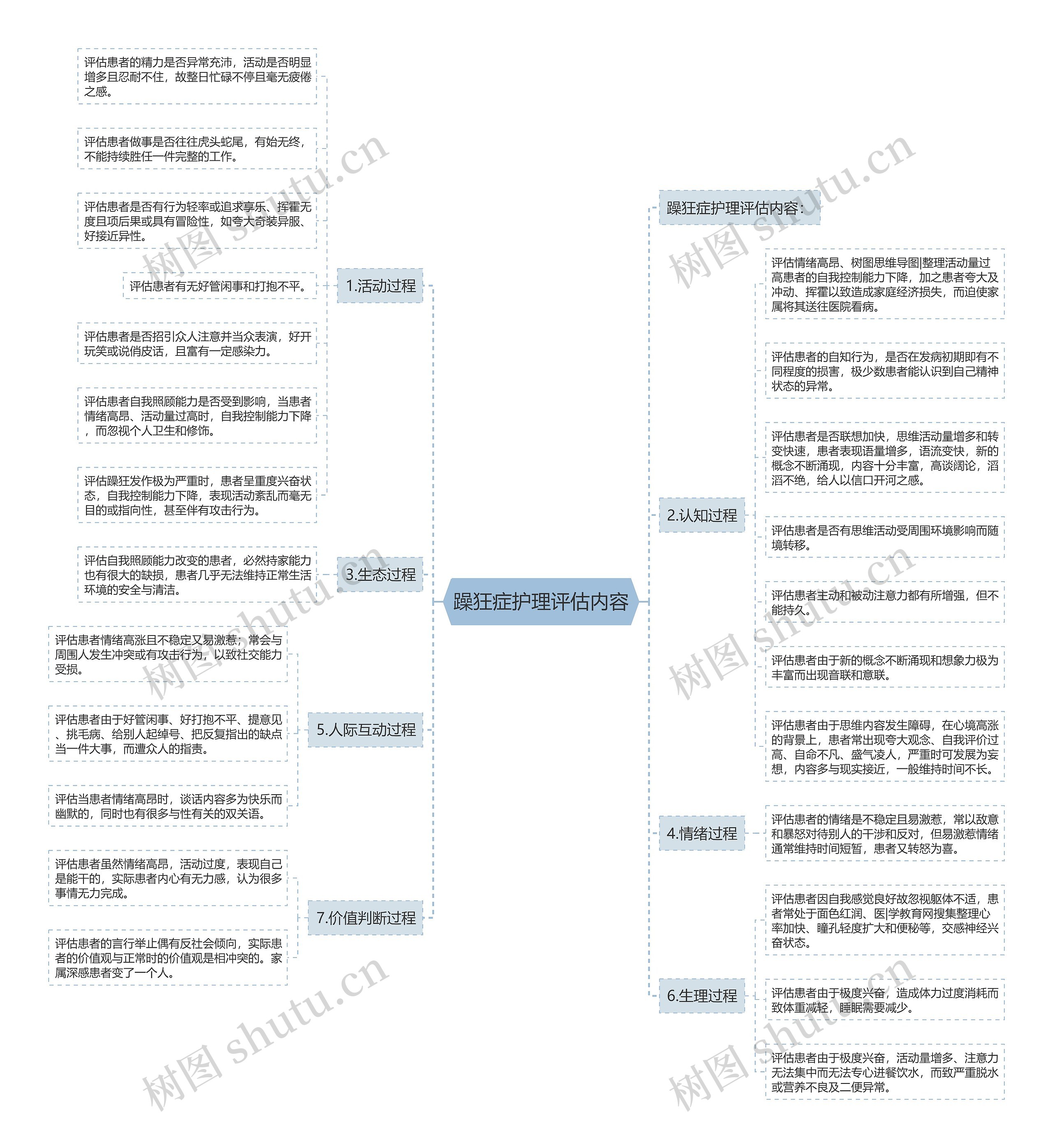 躁狂症护理评估内容思维导图