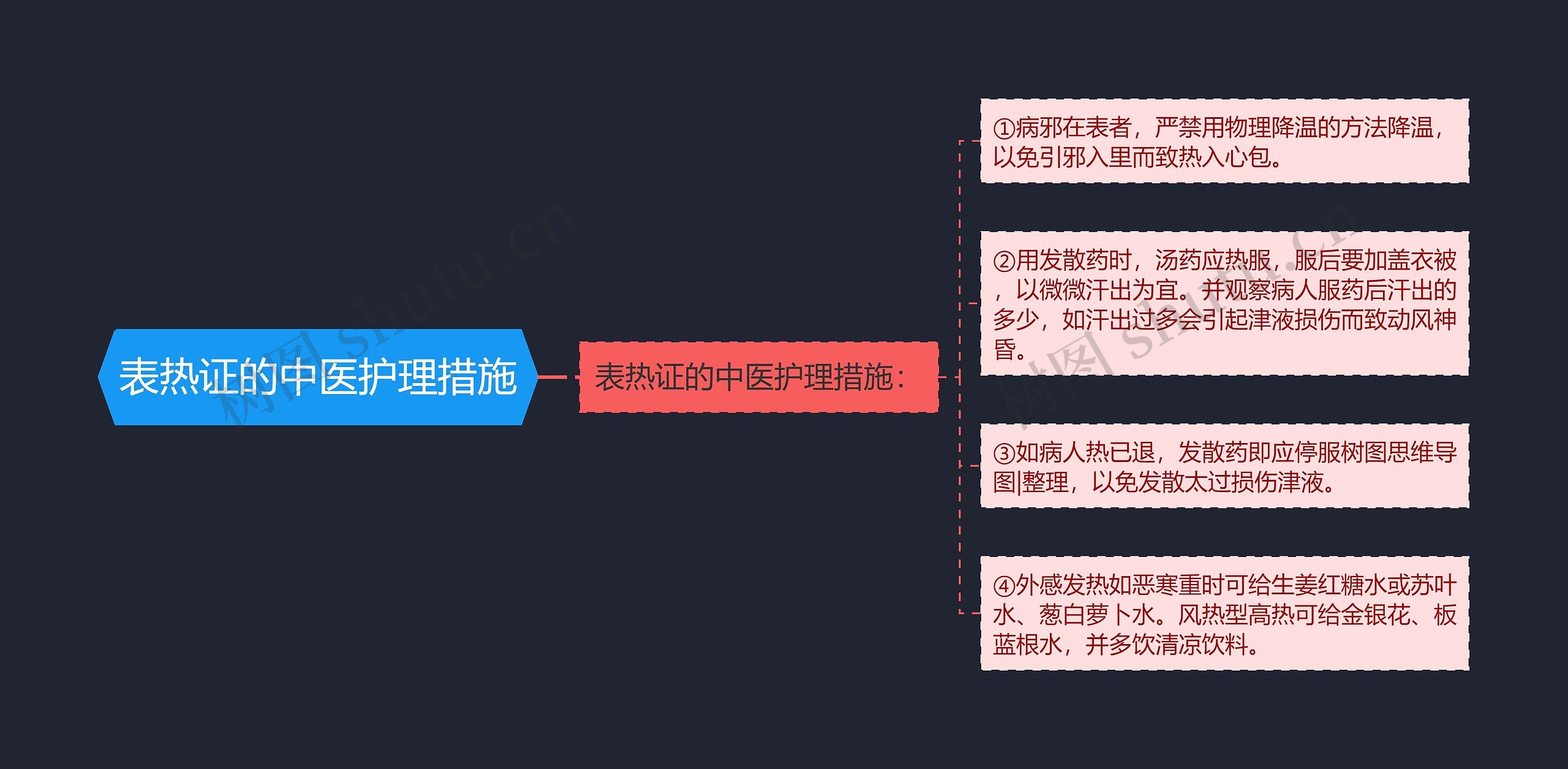 表热证的中医护理措施思维导图