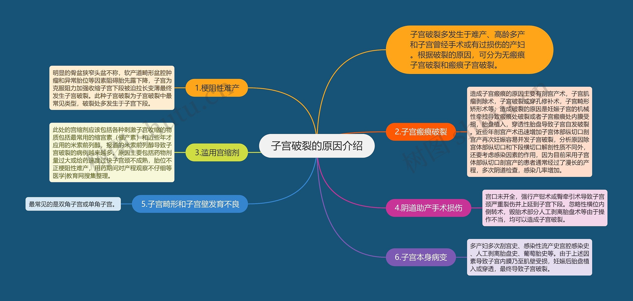 子宫破裂的原因介绍思维导图